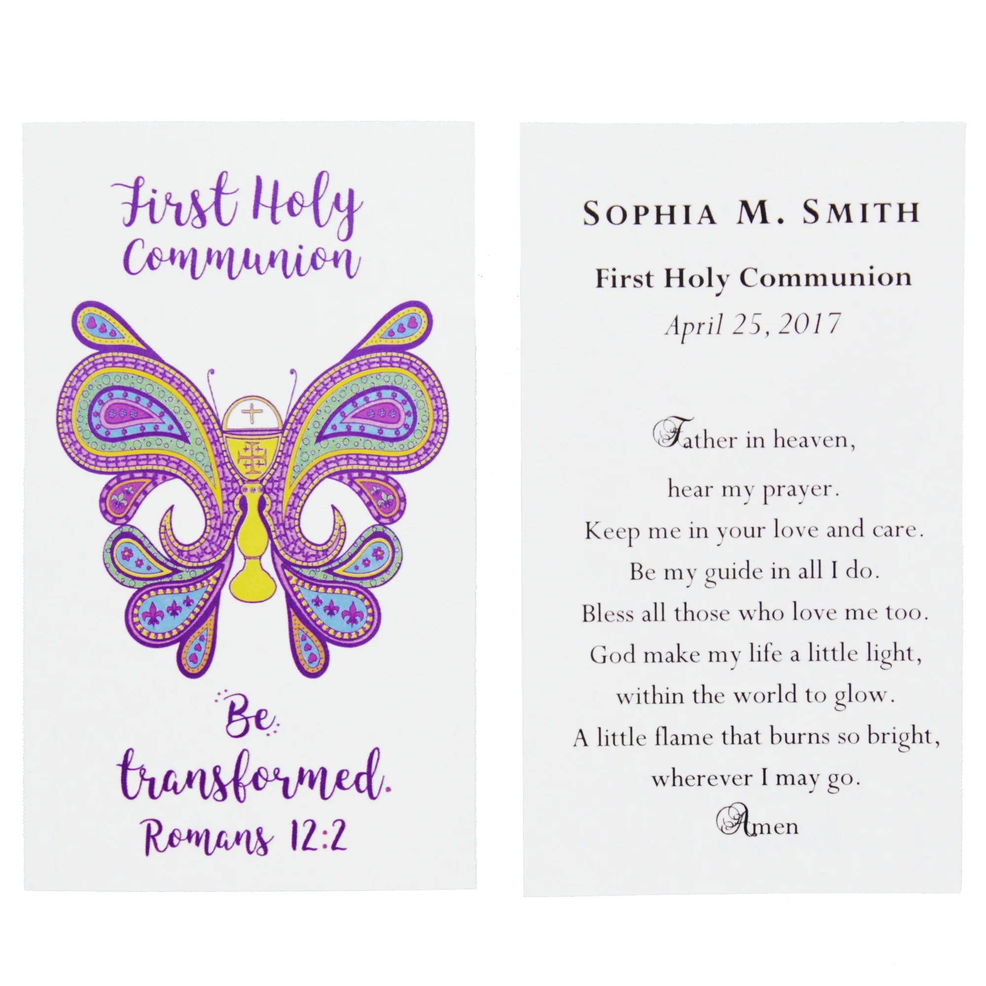 Be Transformed First Holy Communion Personalized Prayer Card for Girls - Image 3