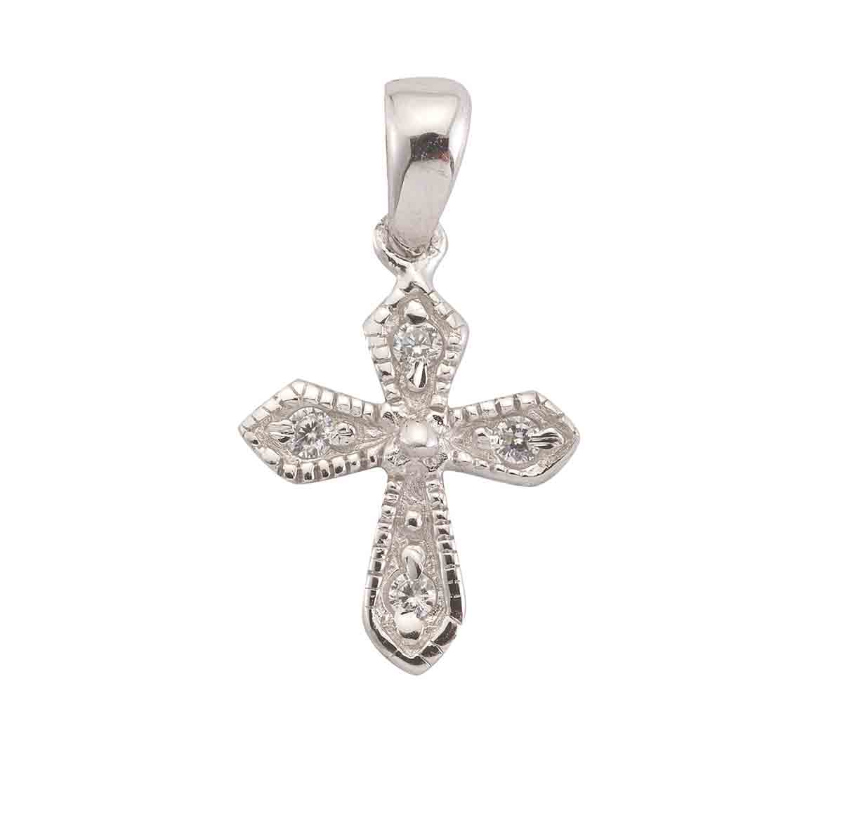 Beaded & Jeweled Sterling Cross Necklace - Image 2