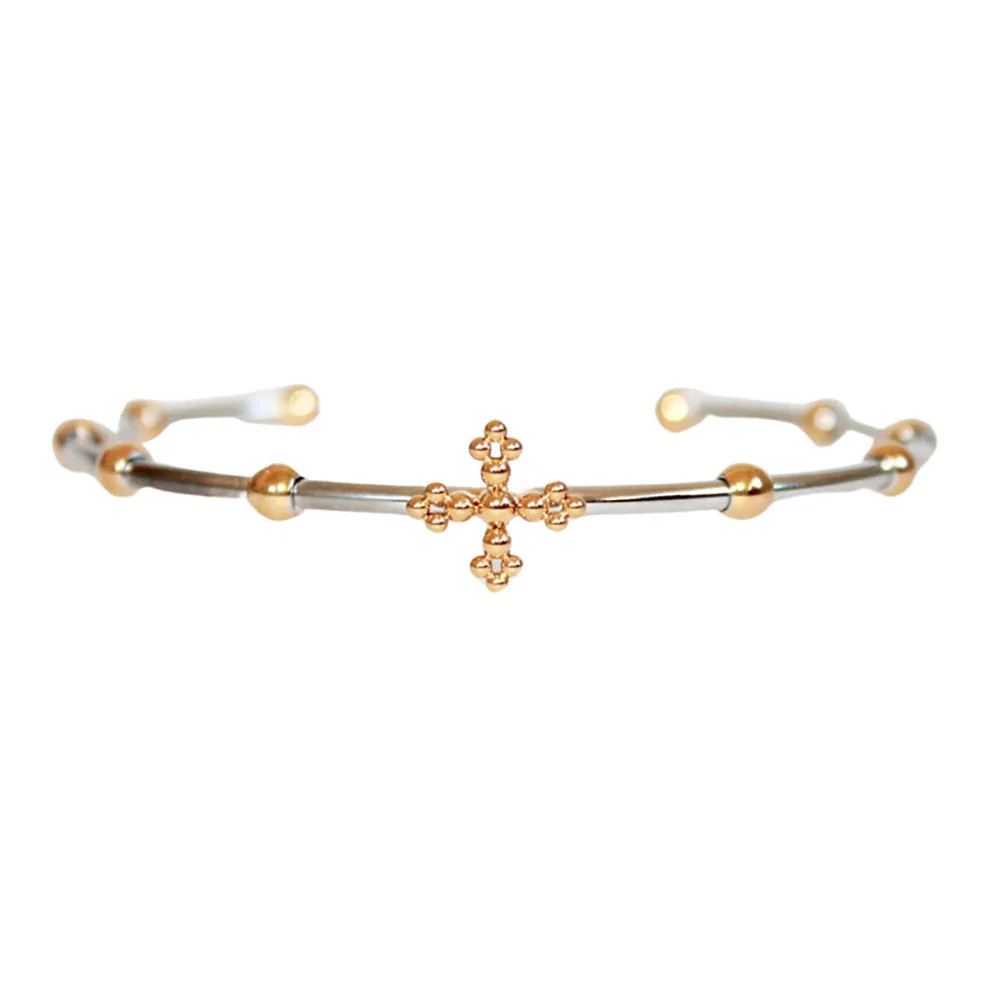 Belief Rosary Cuff Bracelet - Two-Tone or Gold - Image 7