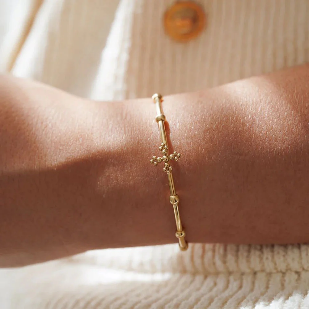 Belief Rosary Cuff Bracelet - Two-Tone or Gold - Image 9