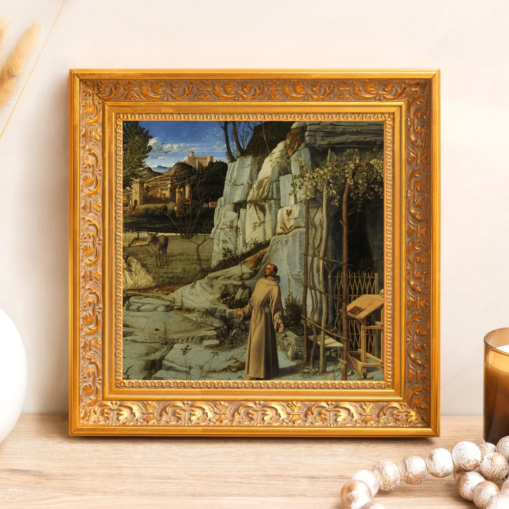 Bellini's St. Francis in the Desert Framed Canvas - Sacred Mini Collection