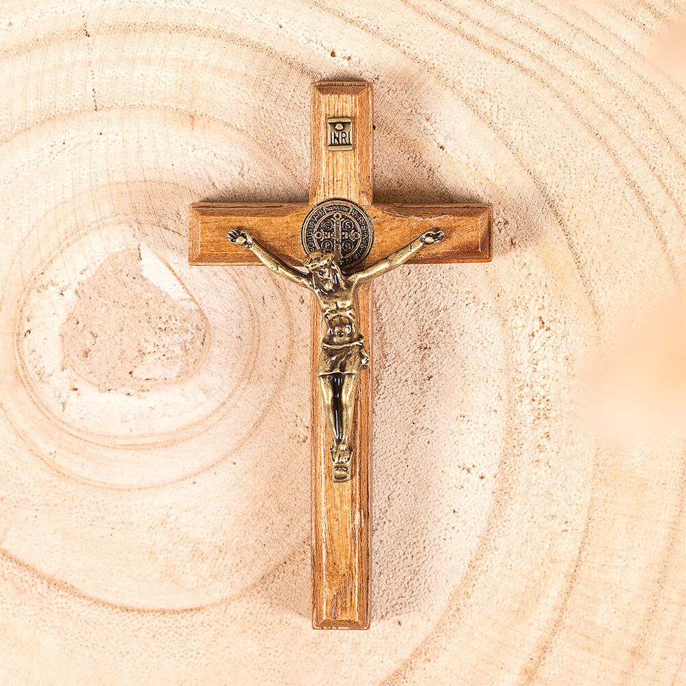 Benedict Wood & Antique Gold Wall Crucifix