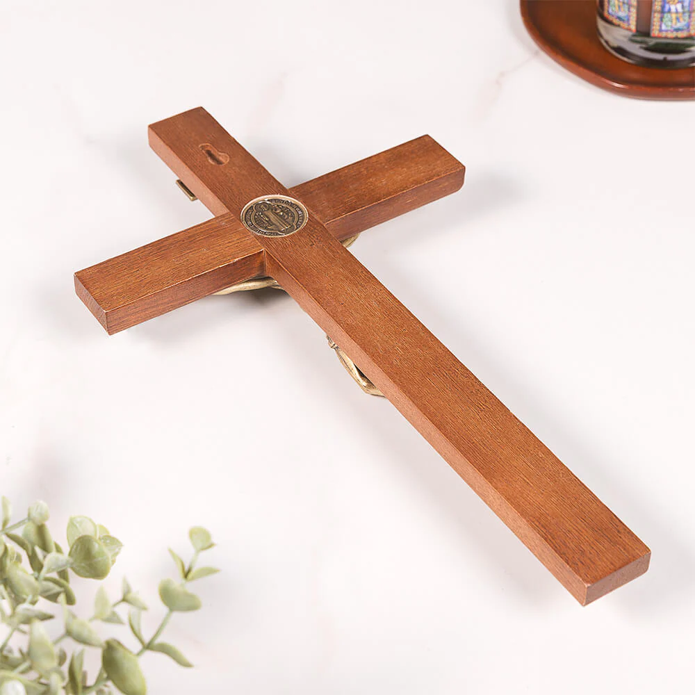 Benedict Wood & Antique Gold Wall Crucifix - Image 7