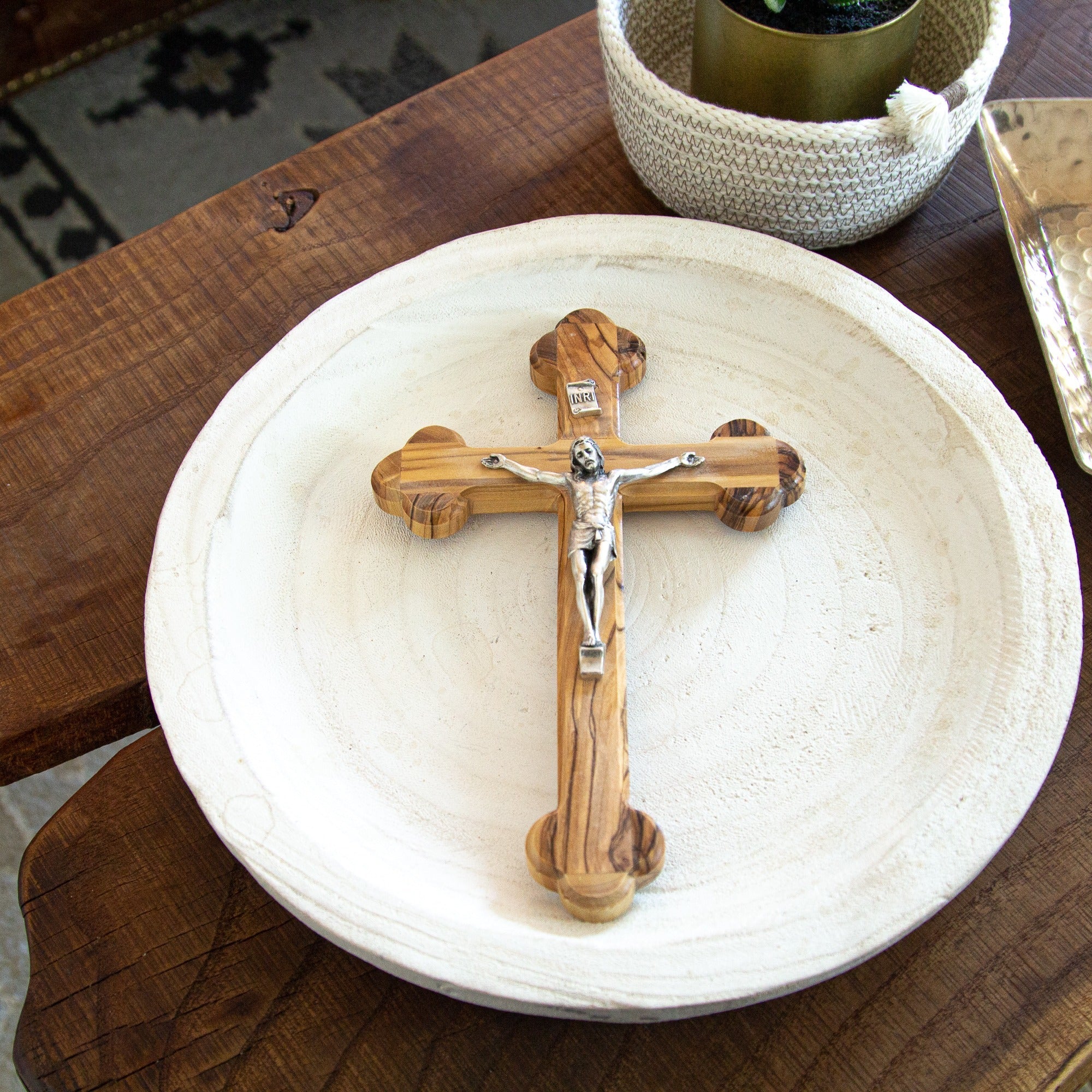 Bethlehem Olive Wood Orthodox Crucifix - 8" - Image 2