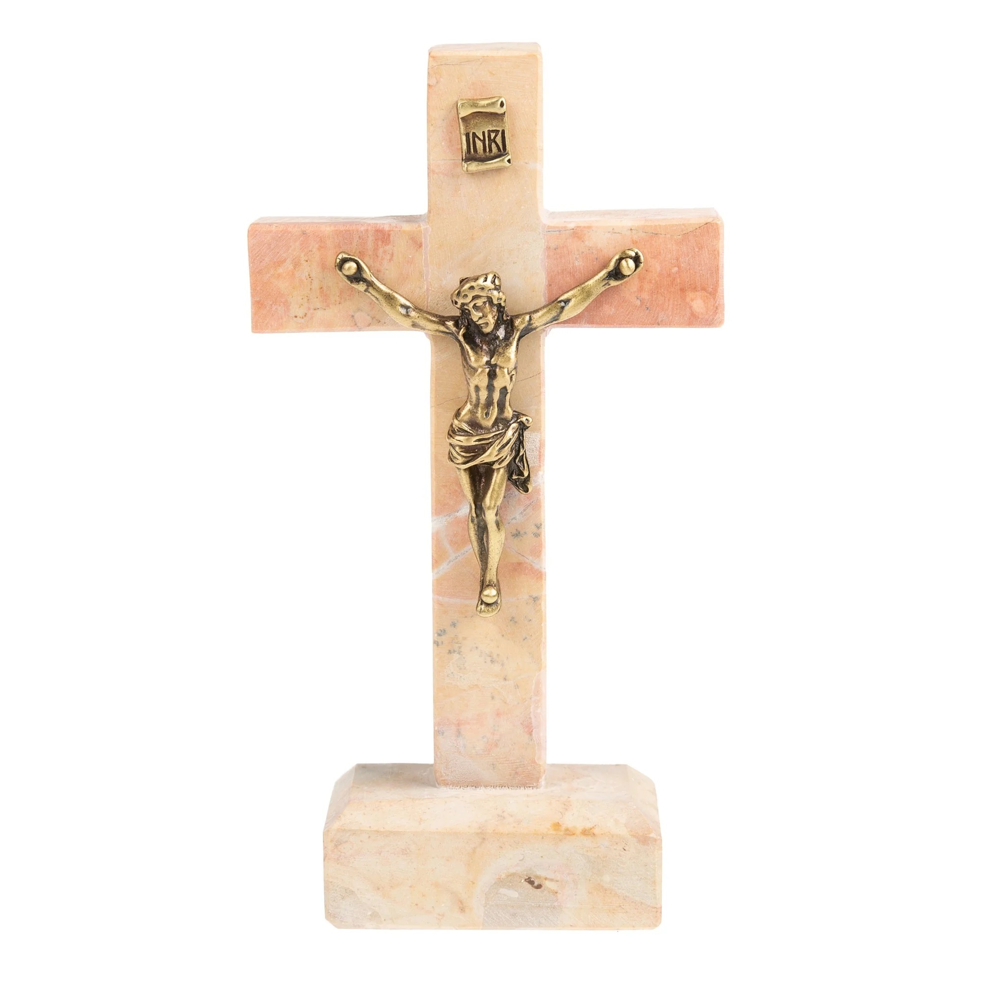 Bethlehem Stone & Antique Metal Standing Crucifix