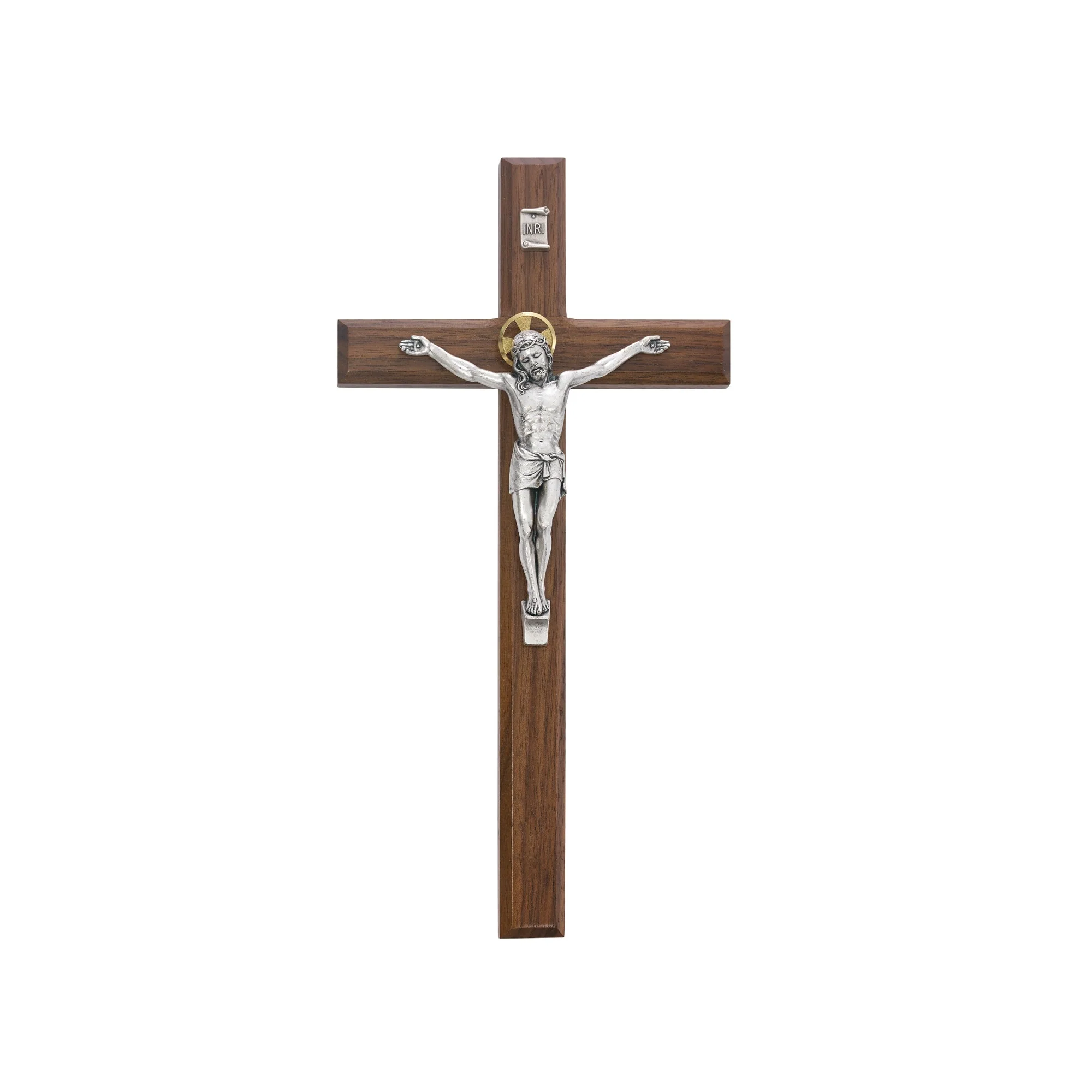 Beveled Walnut Crucifix 12"