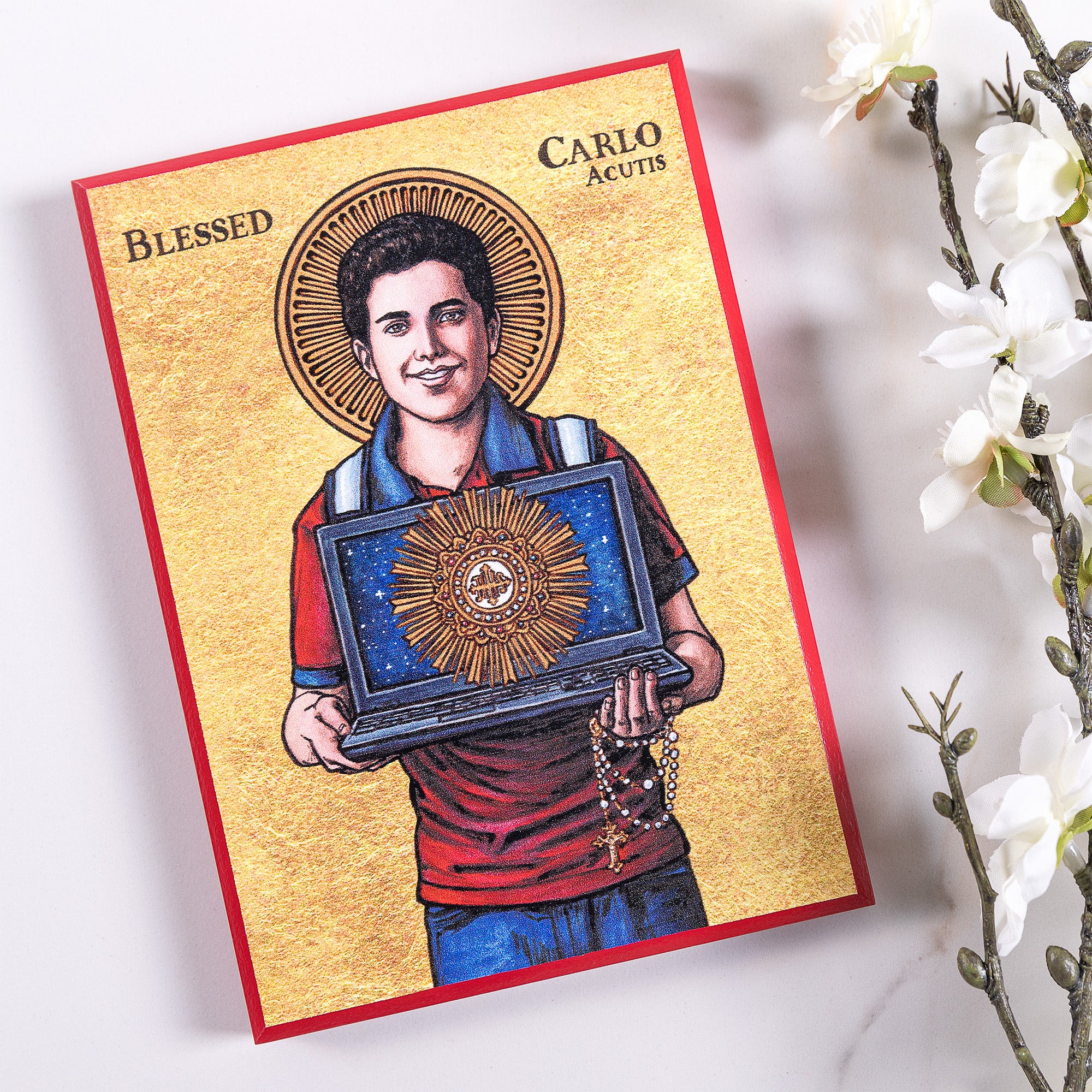 Bl. Carlo Acutis Modern Icon Plaque - 5" x 7" - Image 2