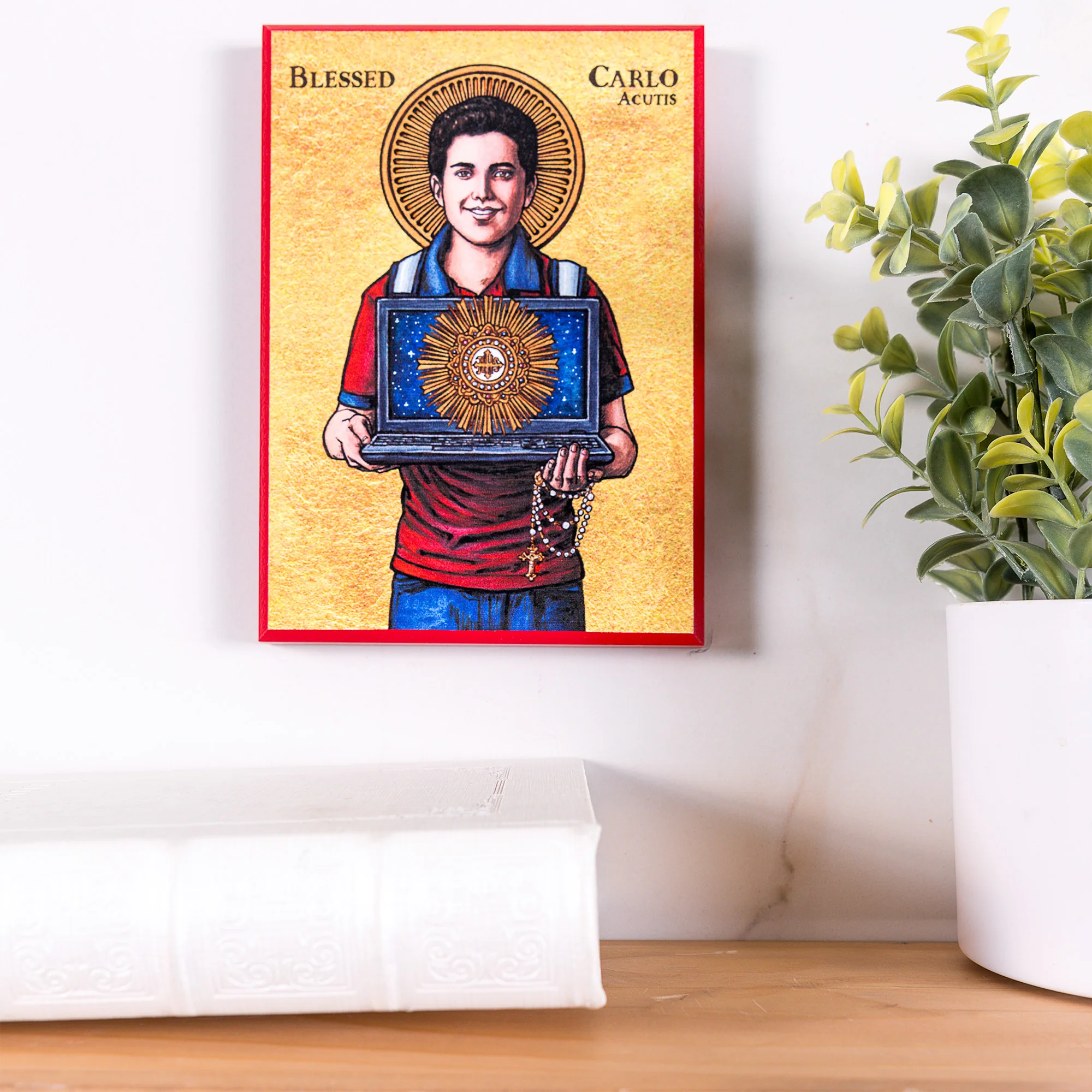 Bl. Carlo Acutis Modern Icon Plaque - 5" x 7" - Image 3