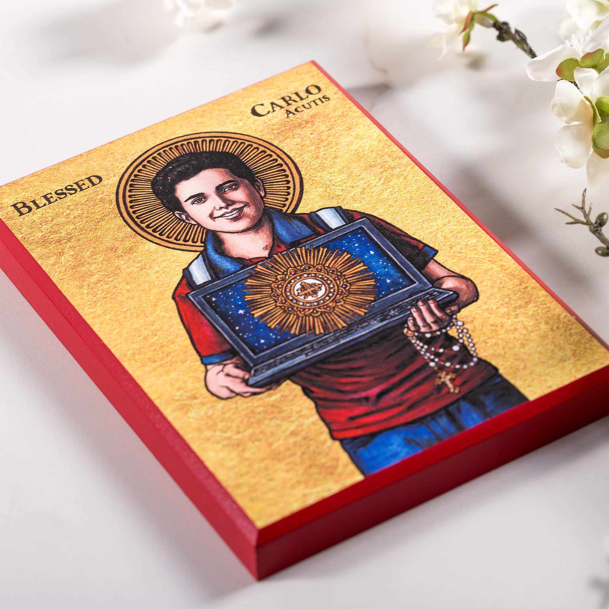 Bl. Carlo Acutis Modern Icon Plaque - 5" x 7" - Image 4