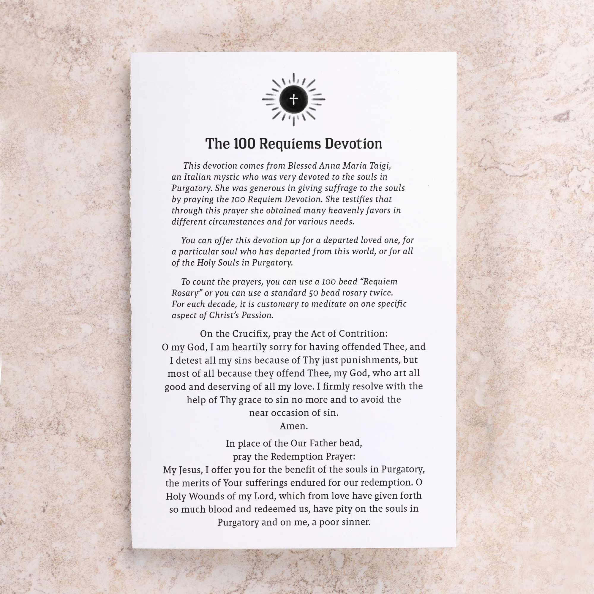 Black Crystal 10 Decade 100 Requiem Rosary & The 100 Requiems Devotion Prayer Card Gift Set - Image 3