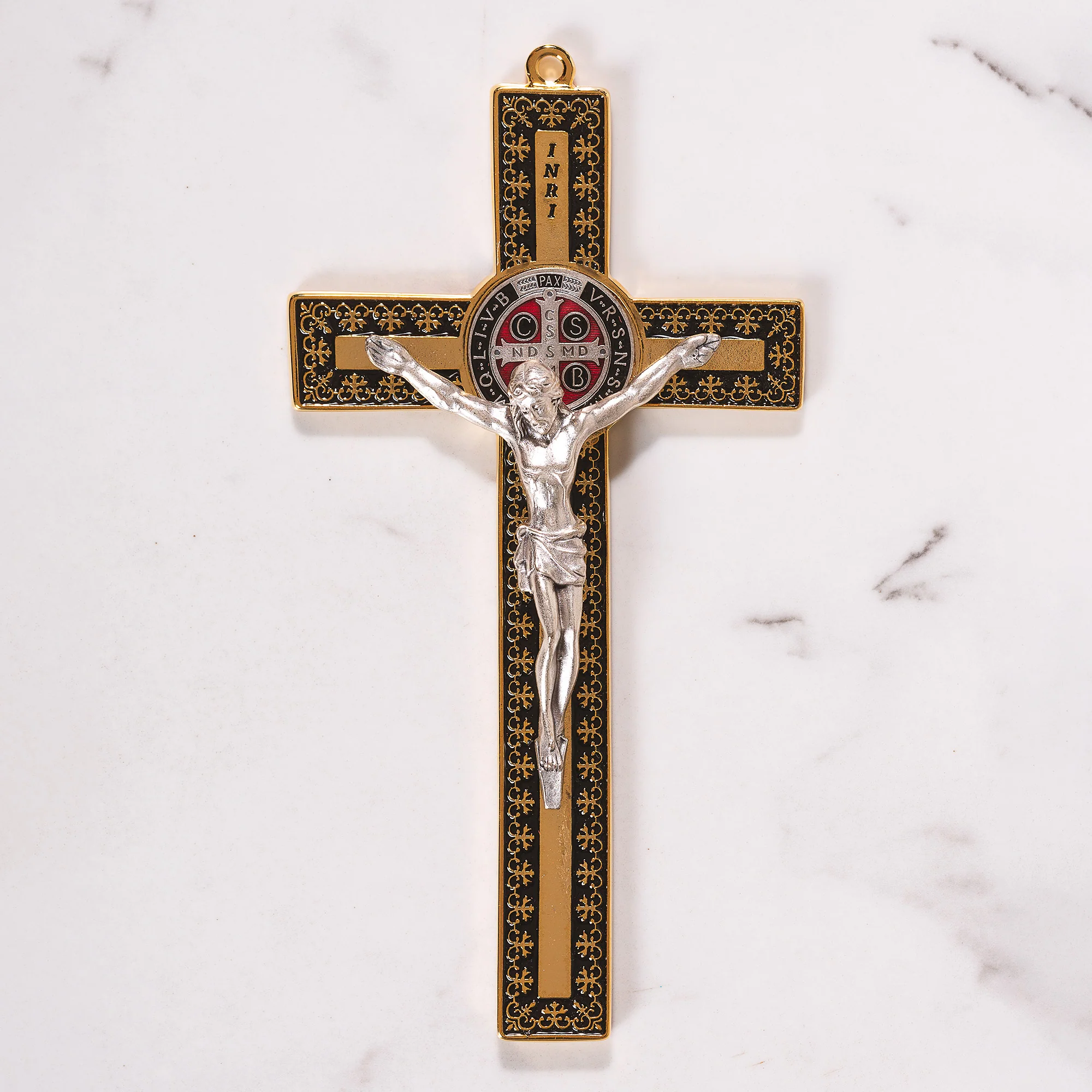 Black & Gold St. Benedict Standing Crucifix - 7.3"