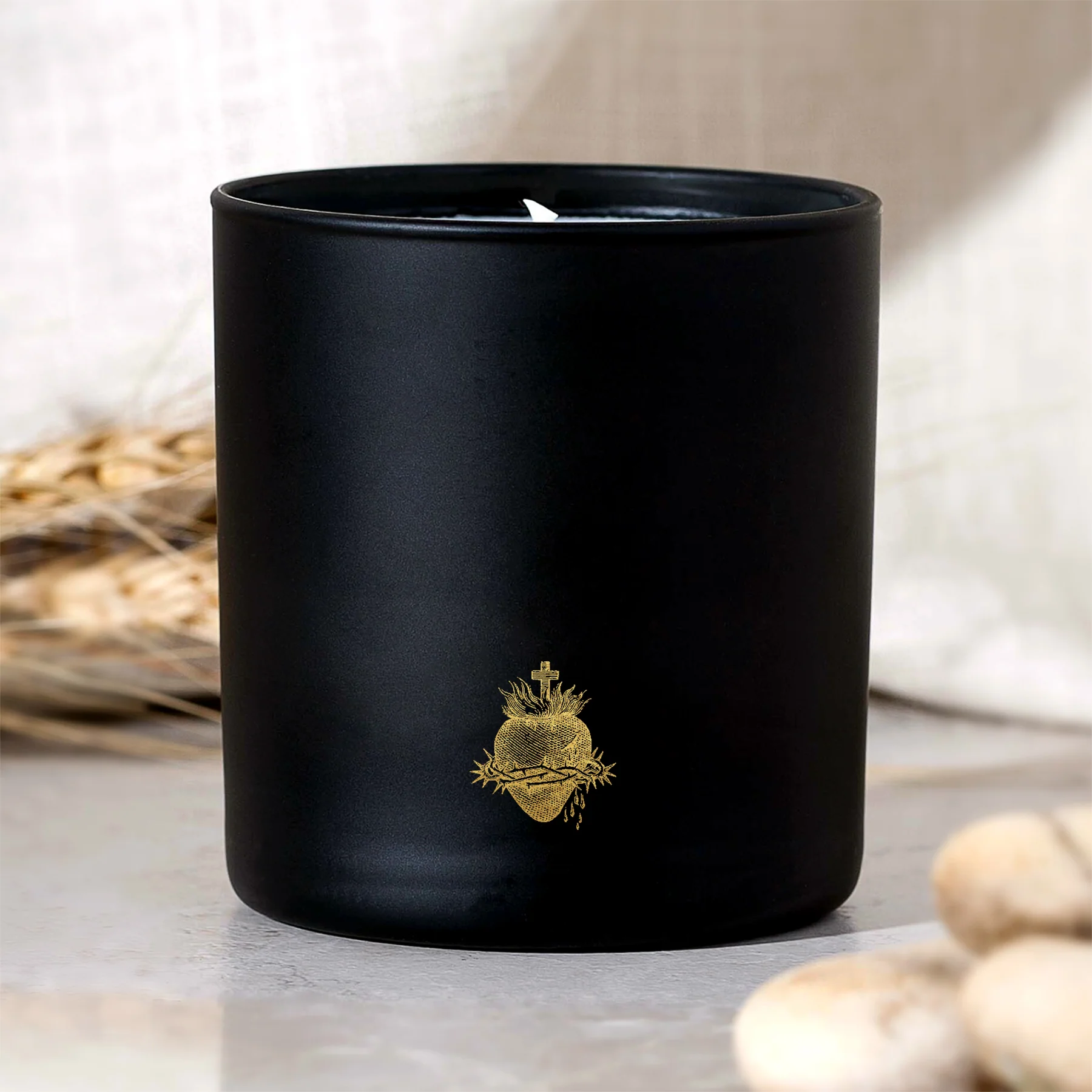 Black & Gold Two Hearts Candle