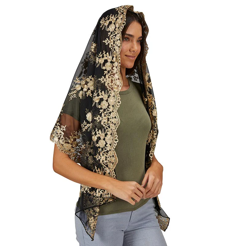 Black & Ivory Long Chapel Veil