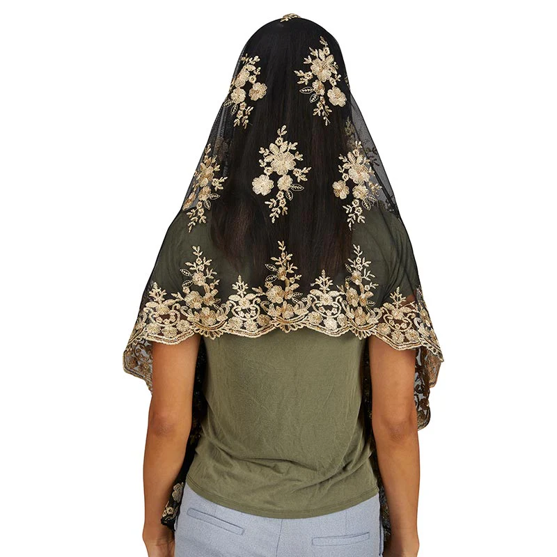 Black & Ivory Long Chapel Veil - Image 2