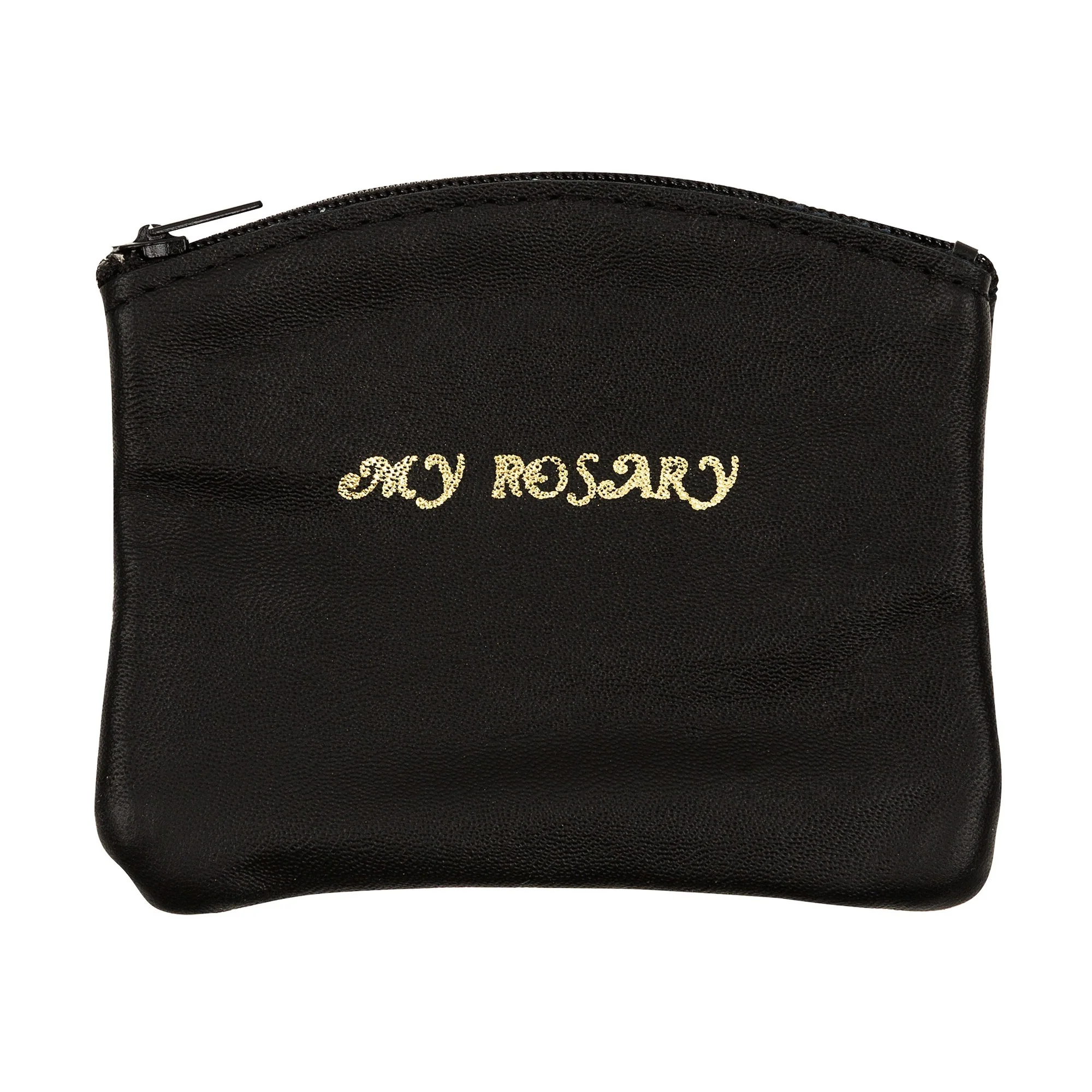 Black Leather Rosary Pouch-Medium