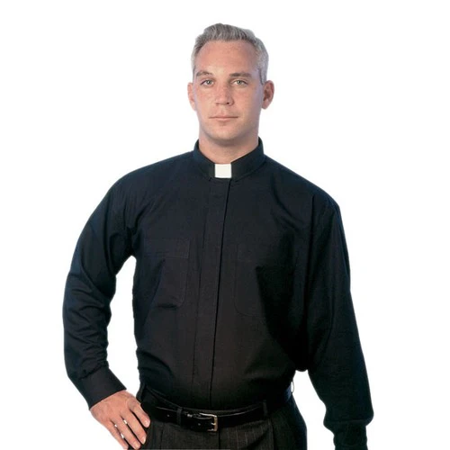 Black Long Sleeve Clergy Shirt - Image 16