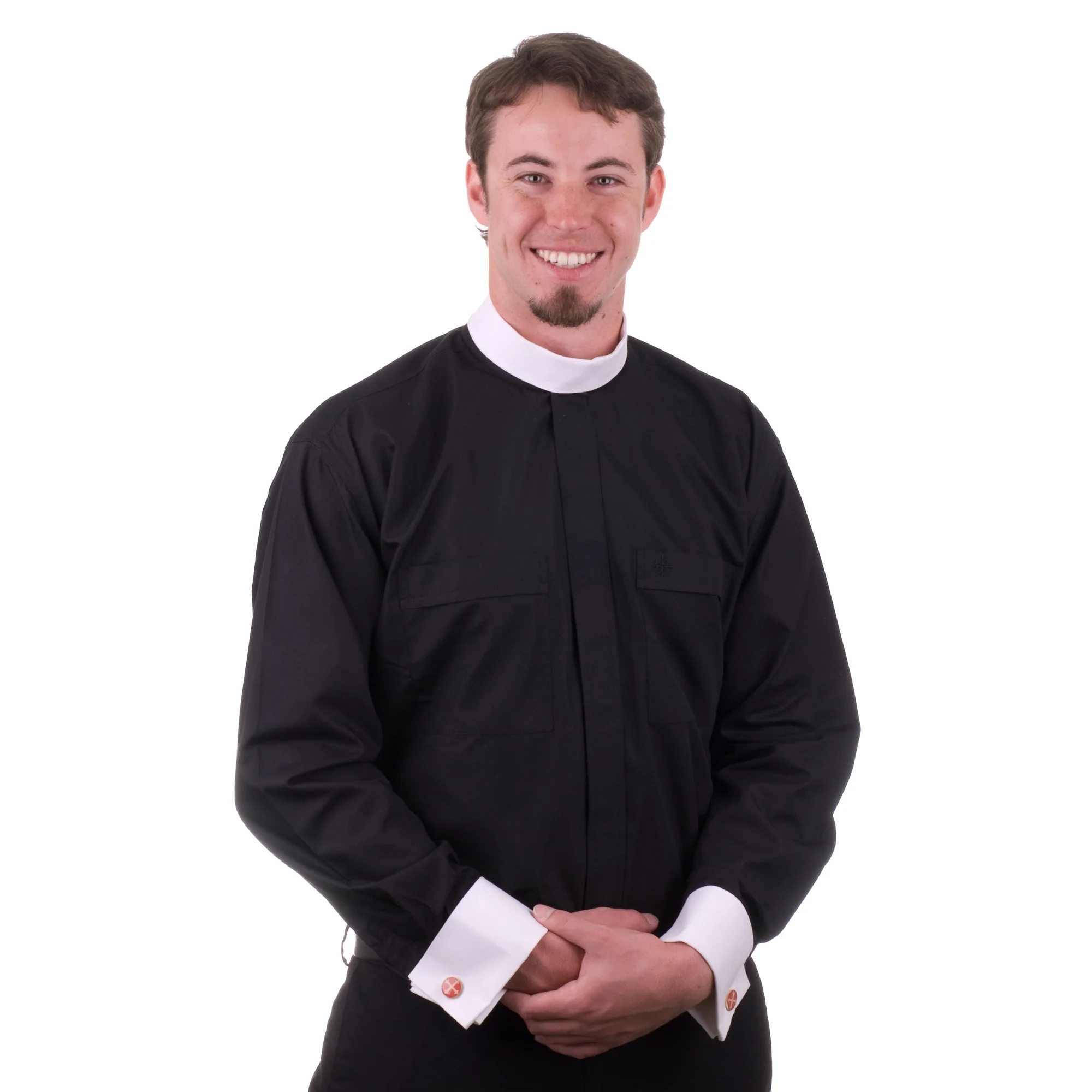 Black Long Sleeve Clergy Shirt with Cuffs - Image 9