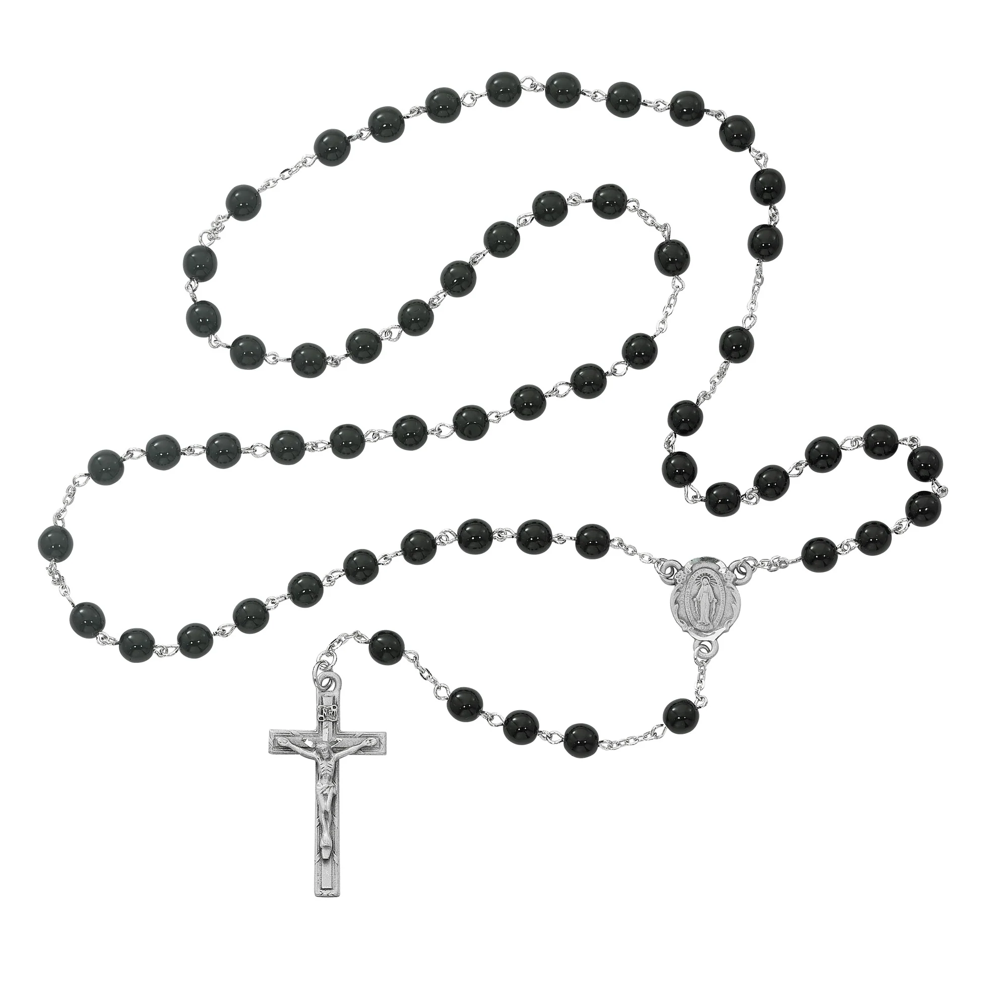 Black Miraculous Rosary 20"