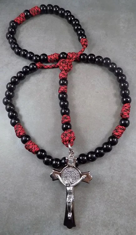 Black Monk Rosary in Red & Black
