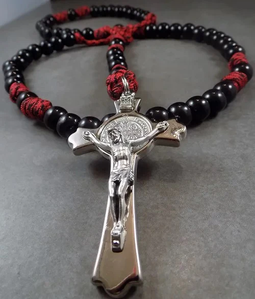Black Monk Rosary in Red & Black - Image 2