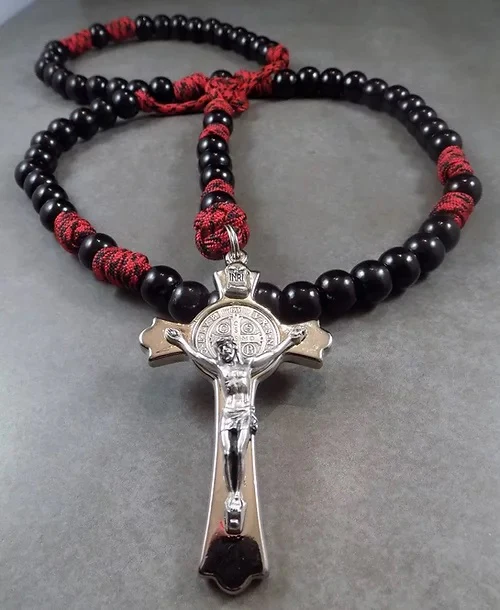 Black Monk Rosary in Red & Black - Image 3