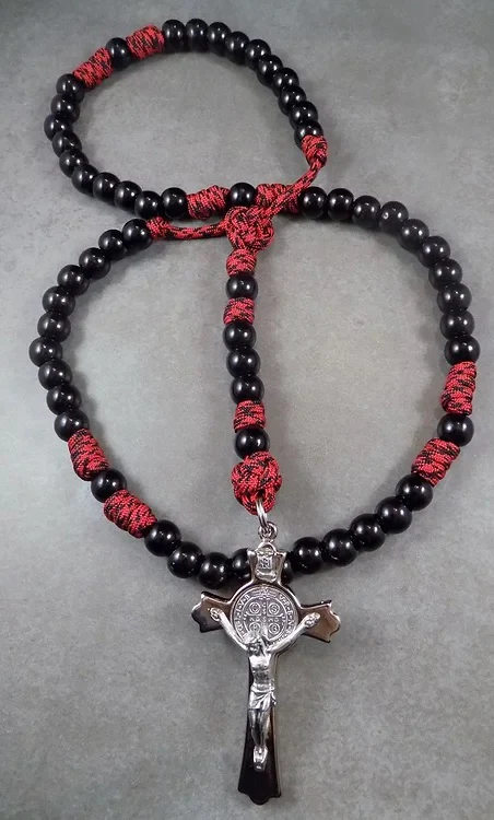 Black Monk Rosary in Red & Black - Image 4