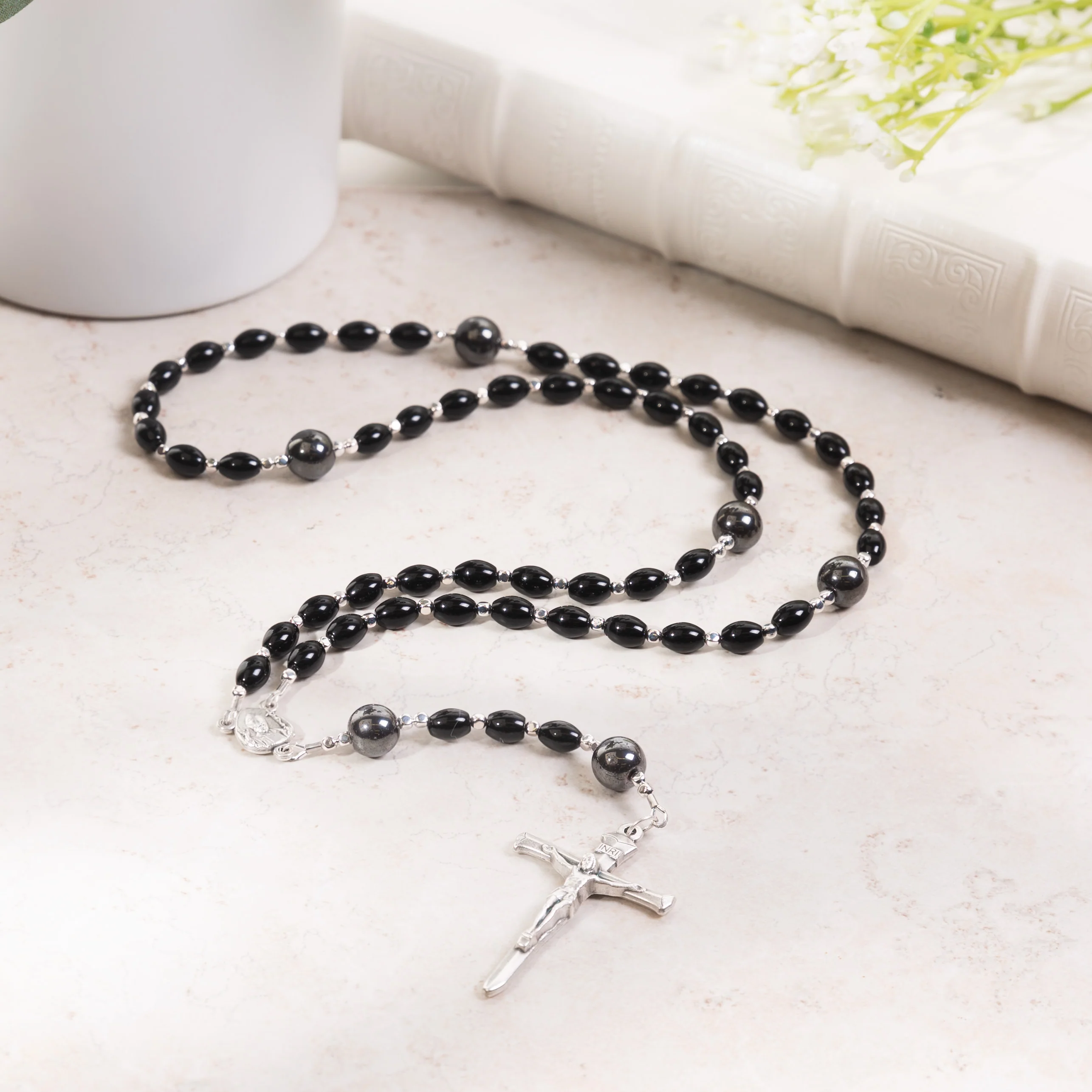 Black Onyx Pope Benedict Memorial Rosary