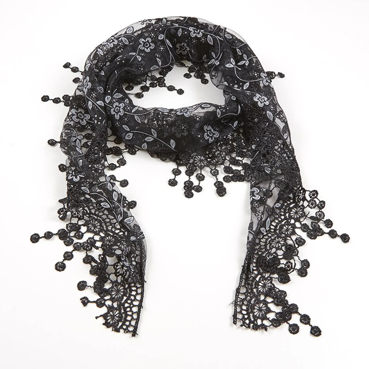 Black or White Chapel Veil with Tassels - Image 8