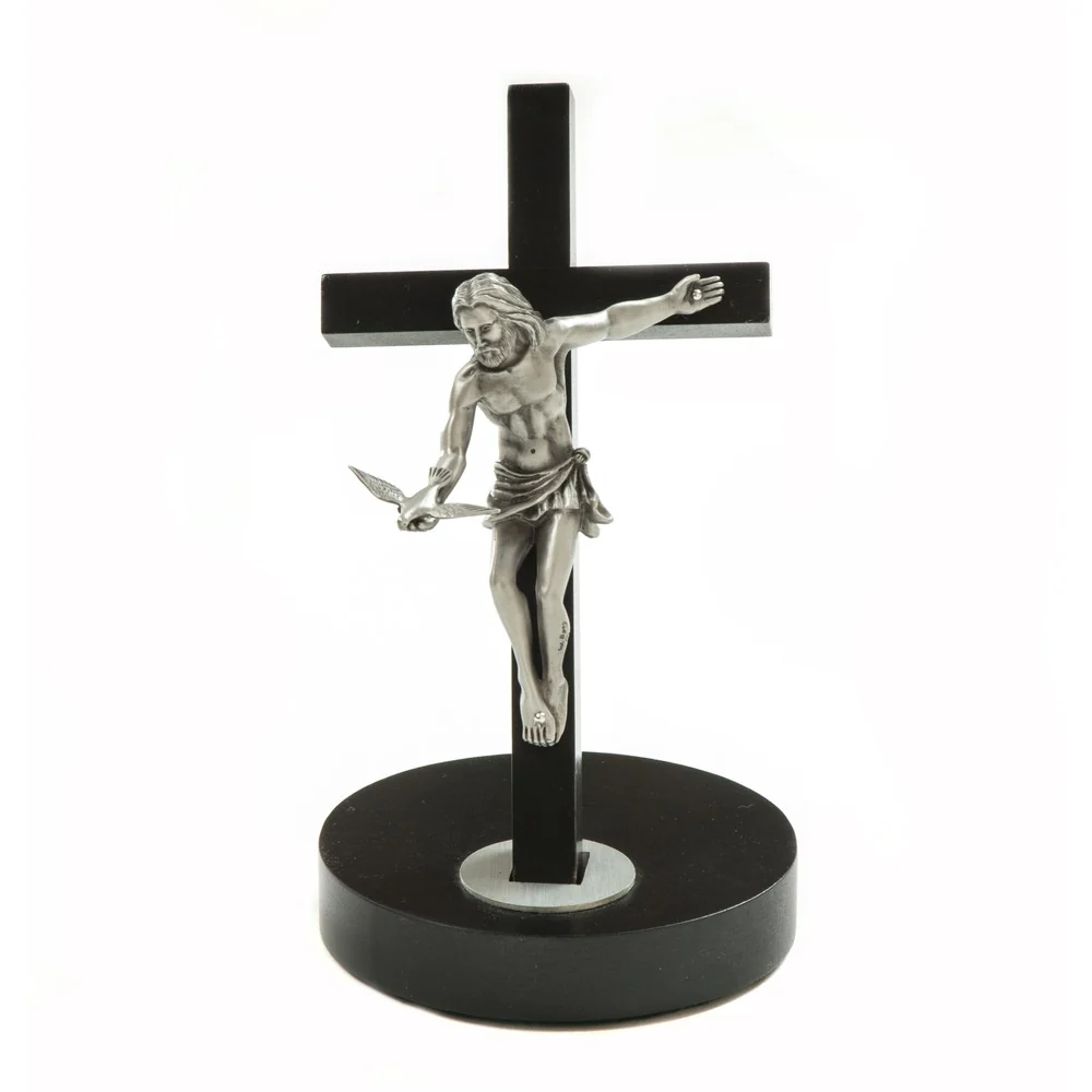 Black Painted Walnut "Gift Of The Spirit" Crucifix, Removal Base 8''