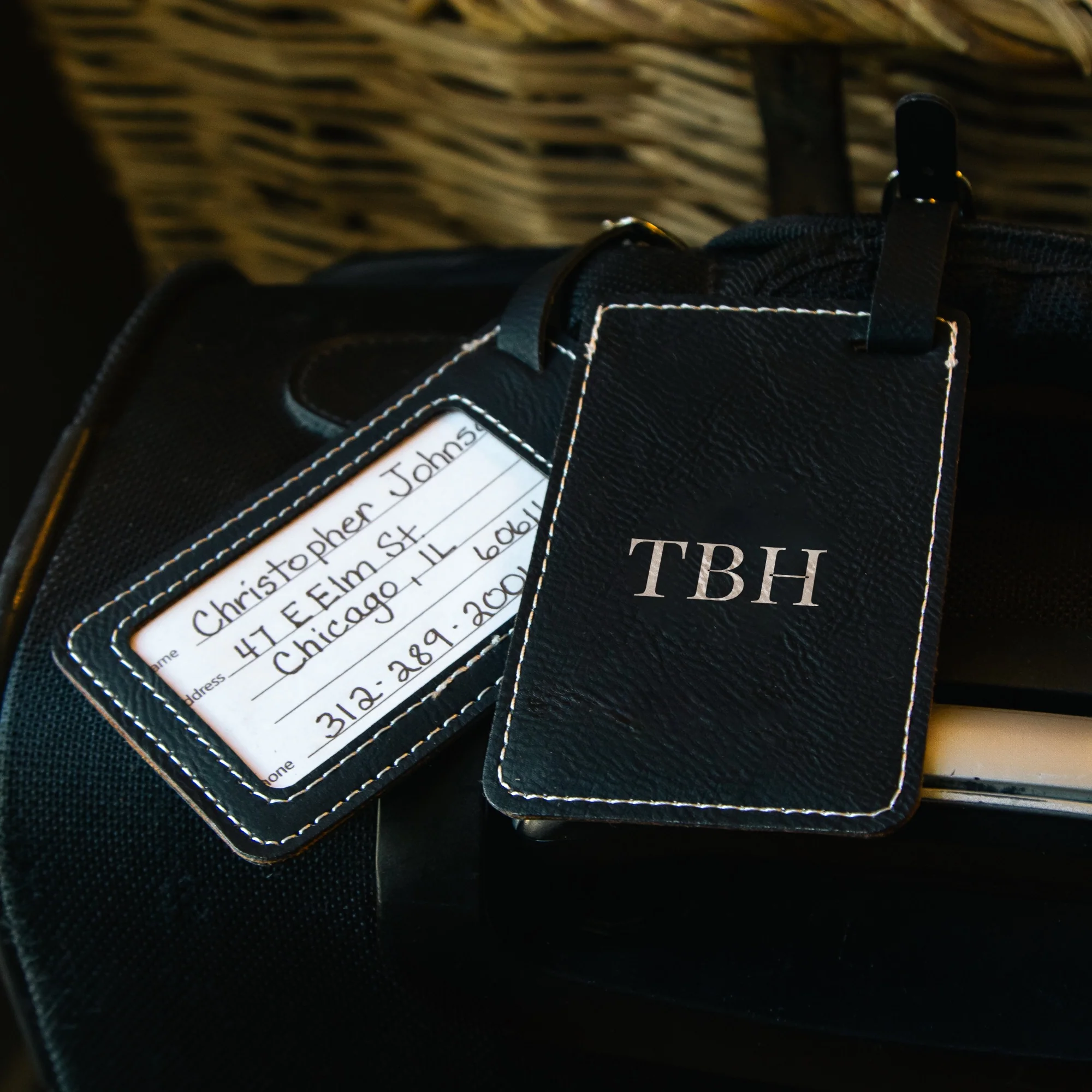 Black Personalized Luggage Tags - Set of 2