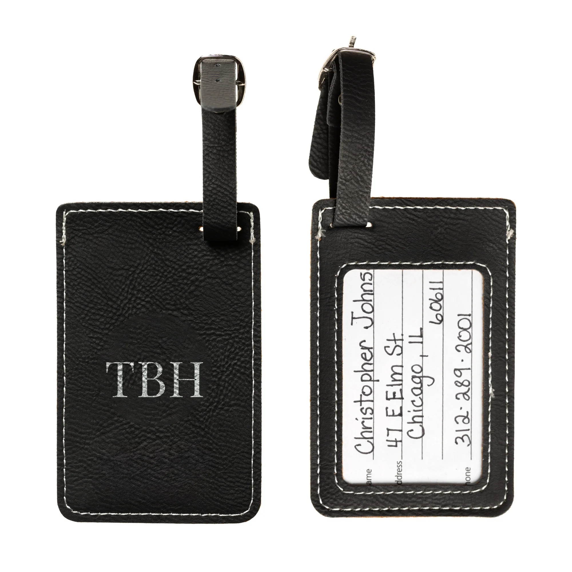 Black Personalized Luggage Tags - Set of 2 - Image 2
