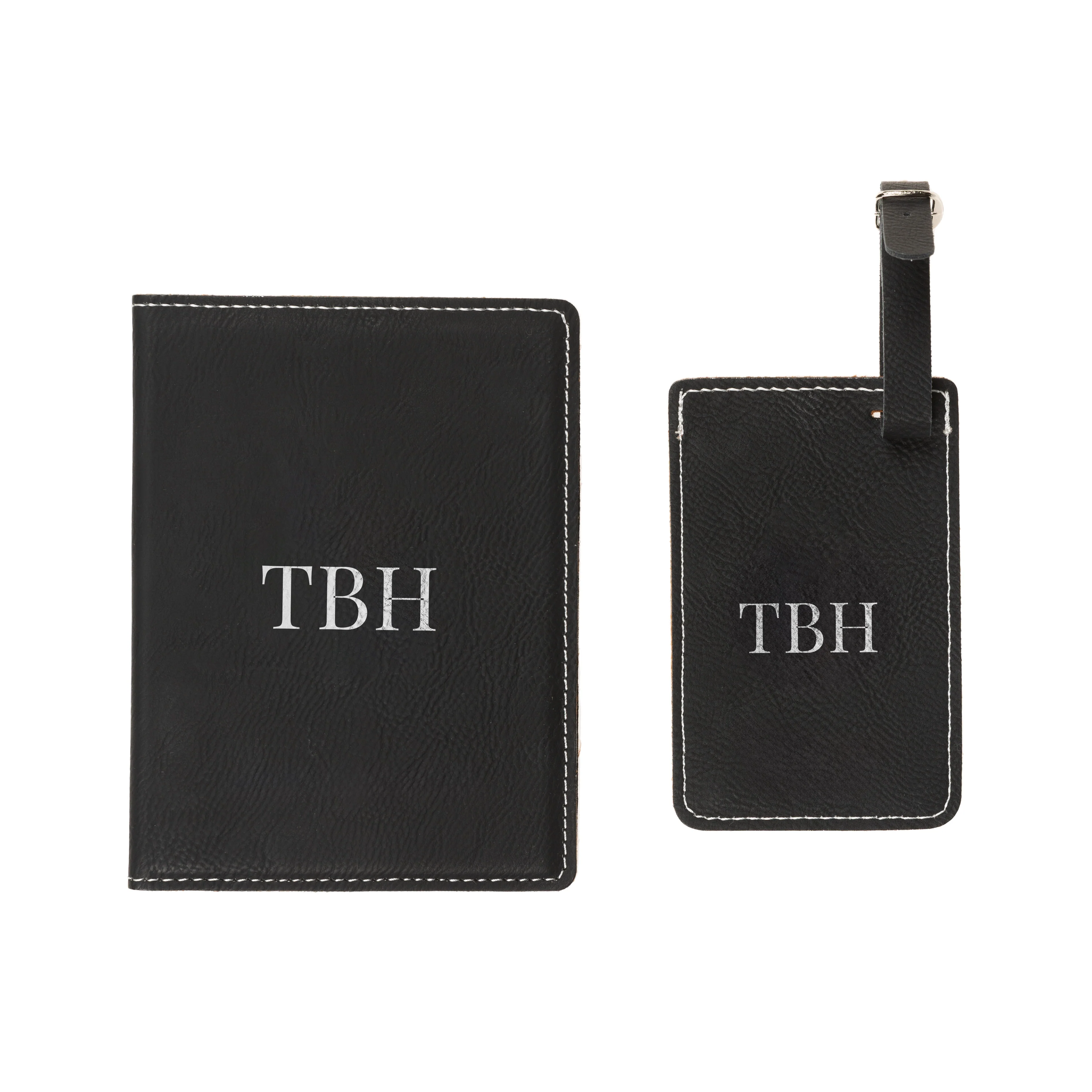 Black Personalized Passport Cover & Luggage Tag Set - 2 Pieces - Image 2