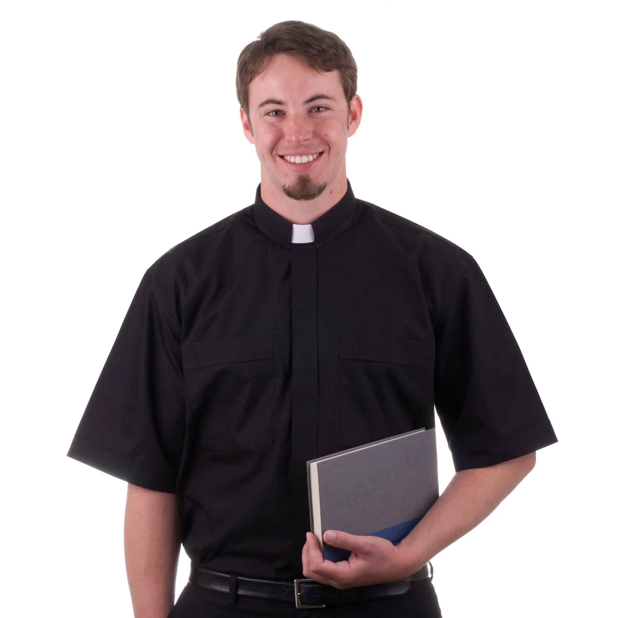 Black Short Sleeve Clergy Shirt - Image 2