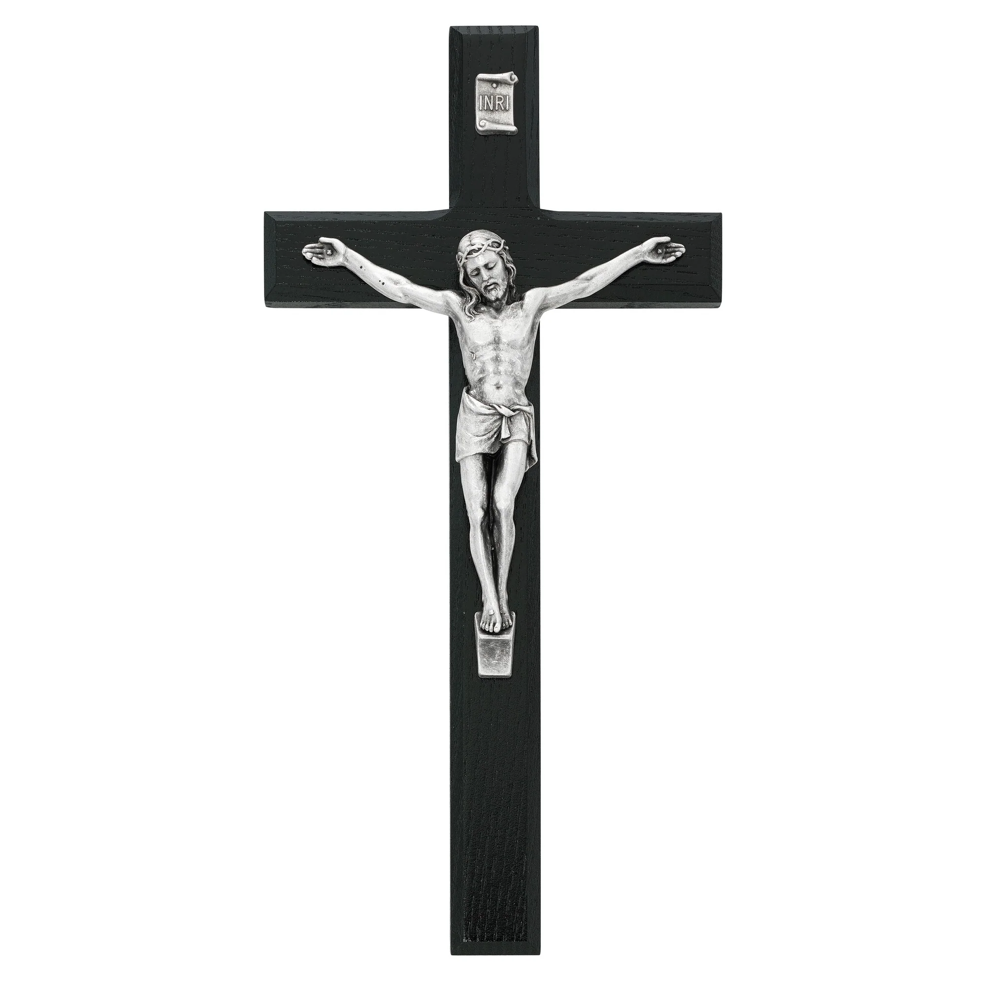 Black/Silver Crucifix - 10 inch