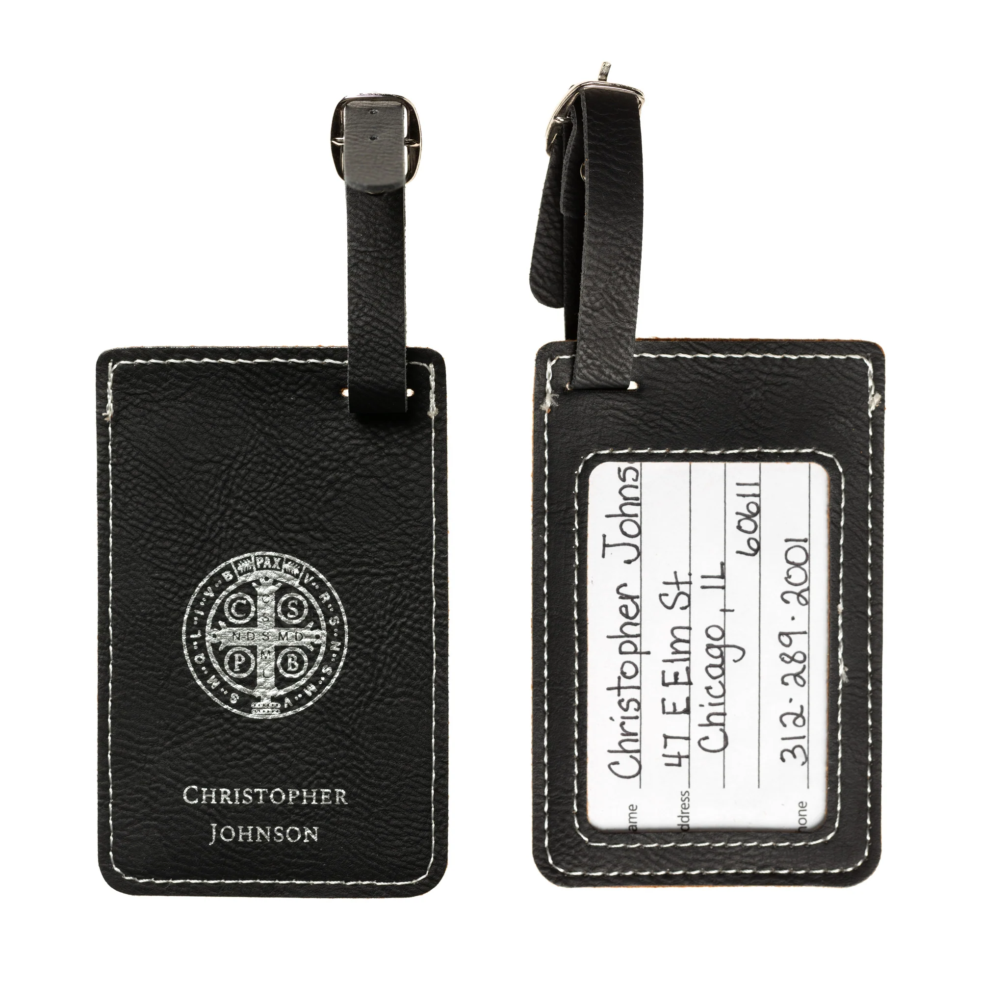 Black St. Benedict Luggage Tags - Set of 2 - Image 2