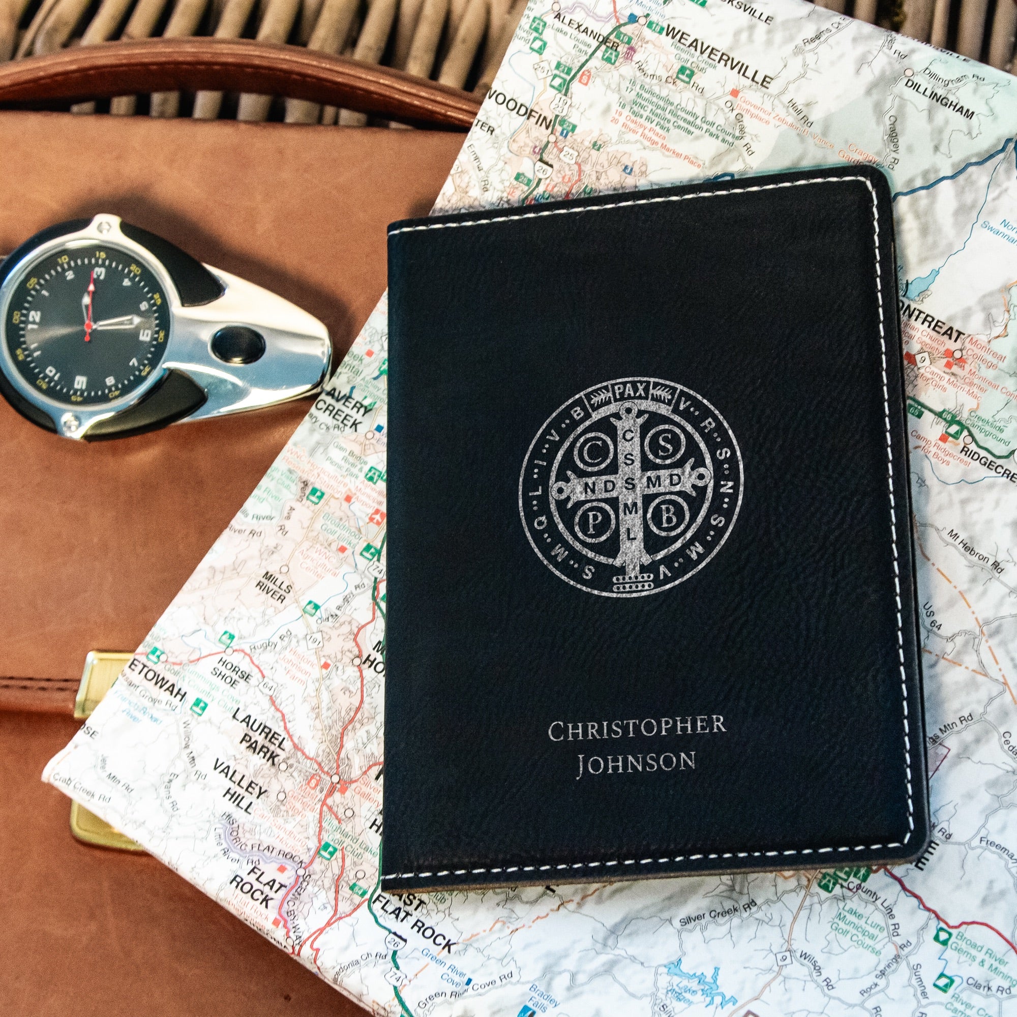 Black St. Benedict Passport Cover