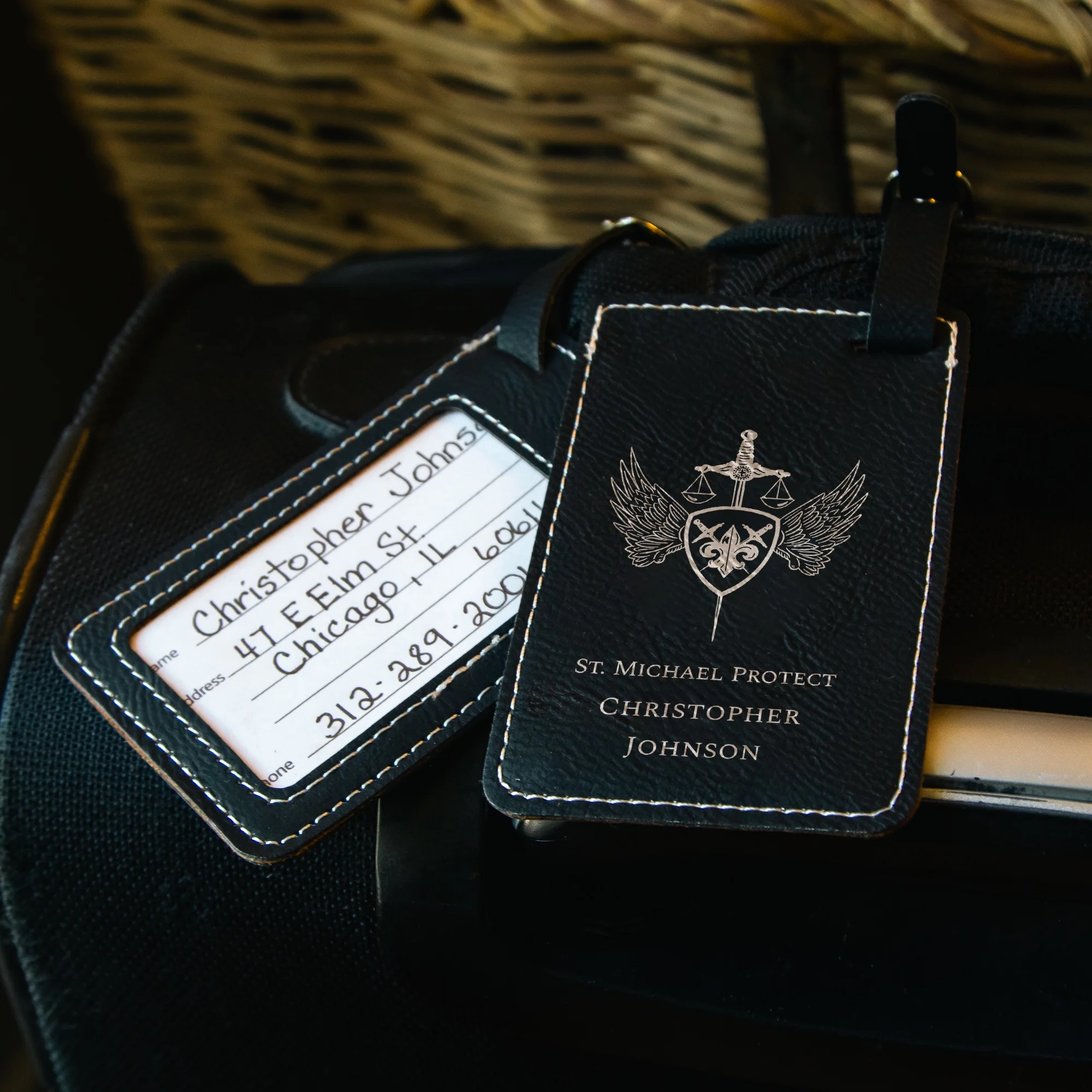 Black St. Michael Luggage Tags - Set of 2