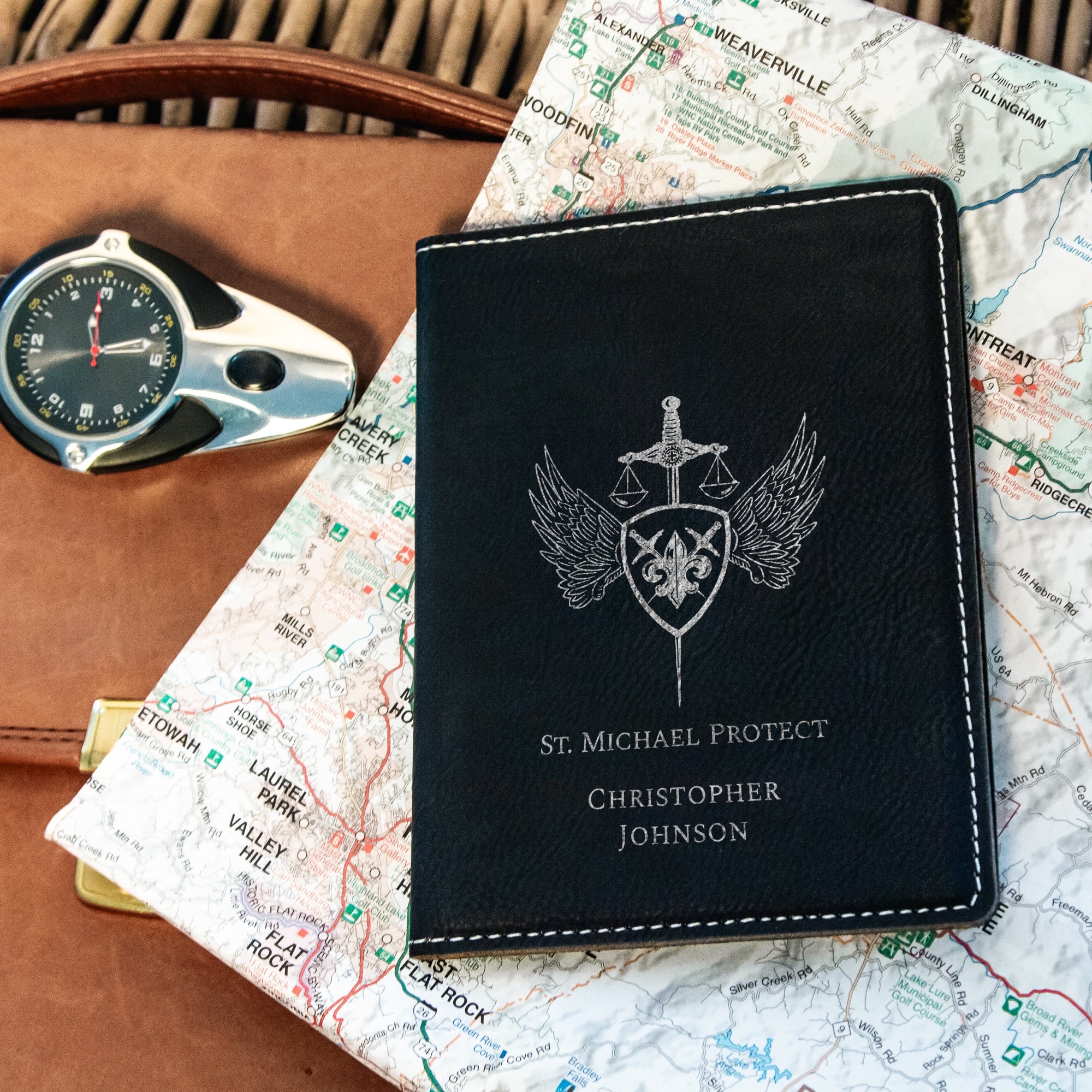 Black St. Michael Passport Cover