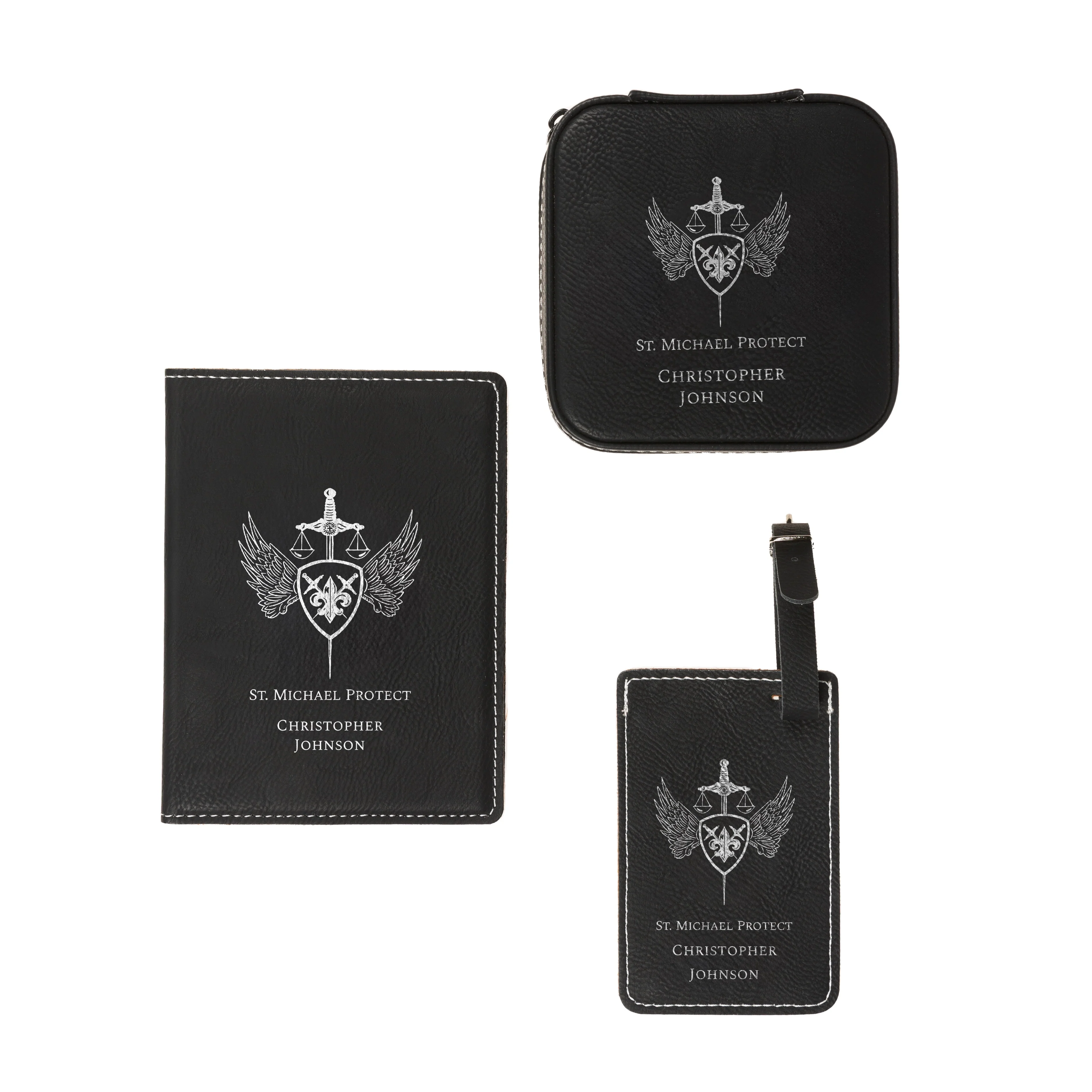 Black St. Michael Travel Set - 3 Pieces