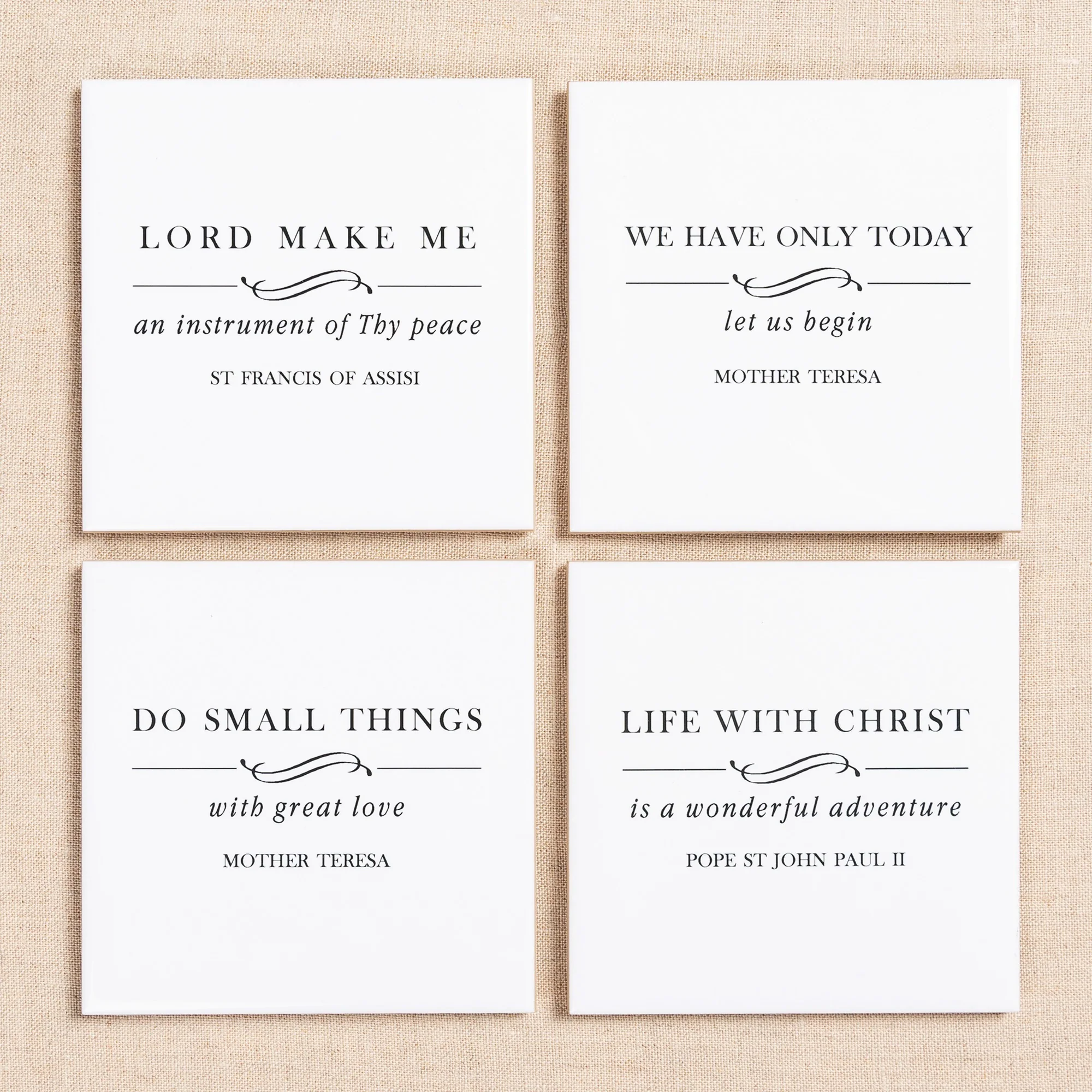 Black & White Saint Quote Coasters - Set of 4
