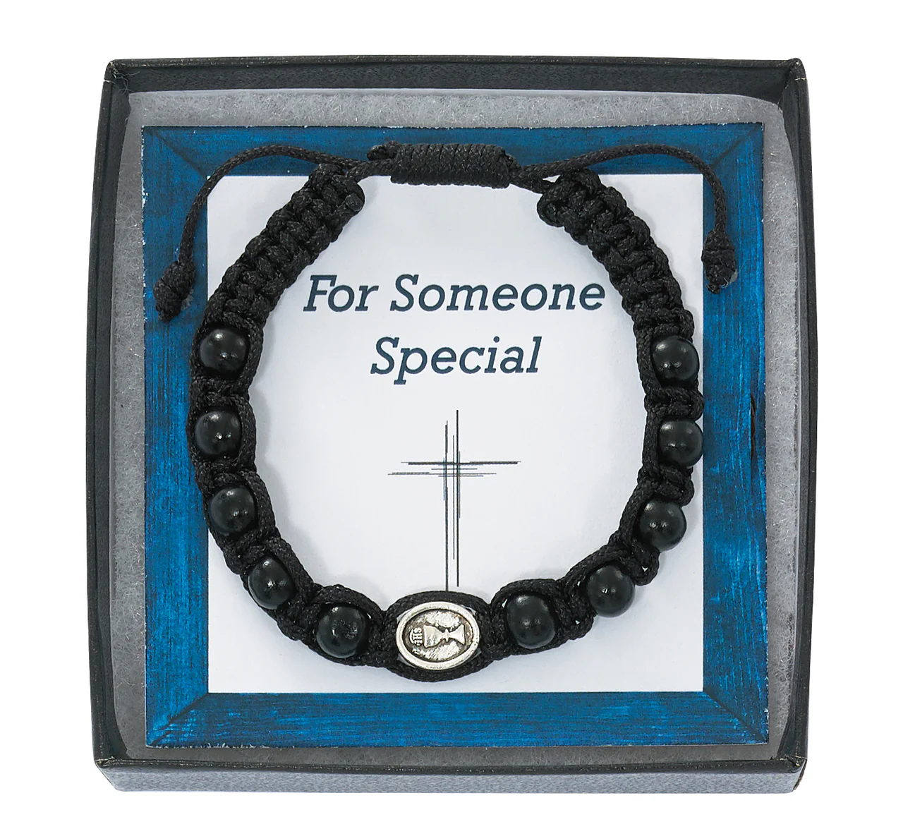 Black Wood Macrame First Communion Bracelet