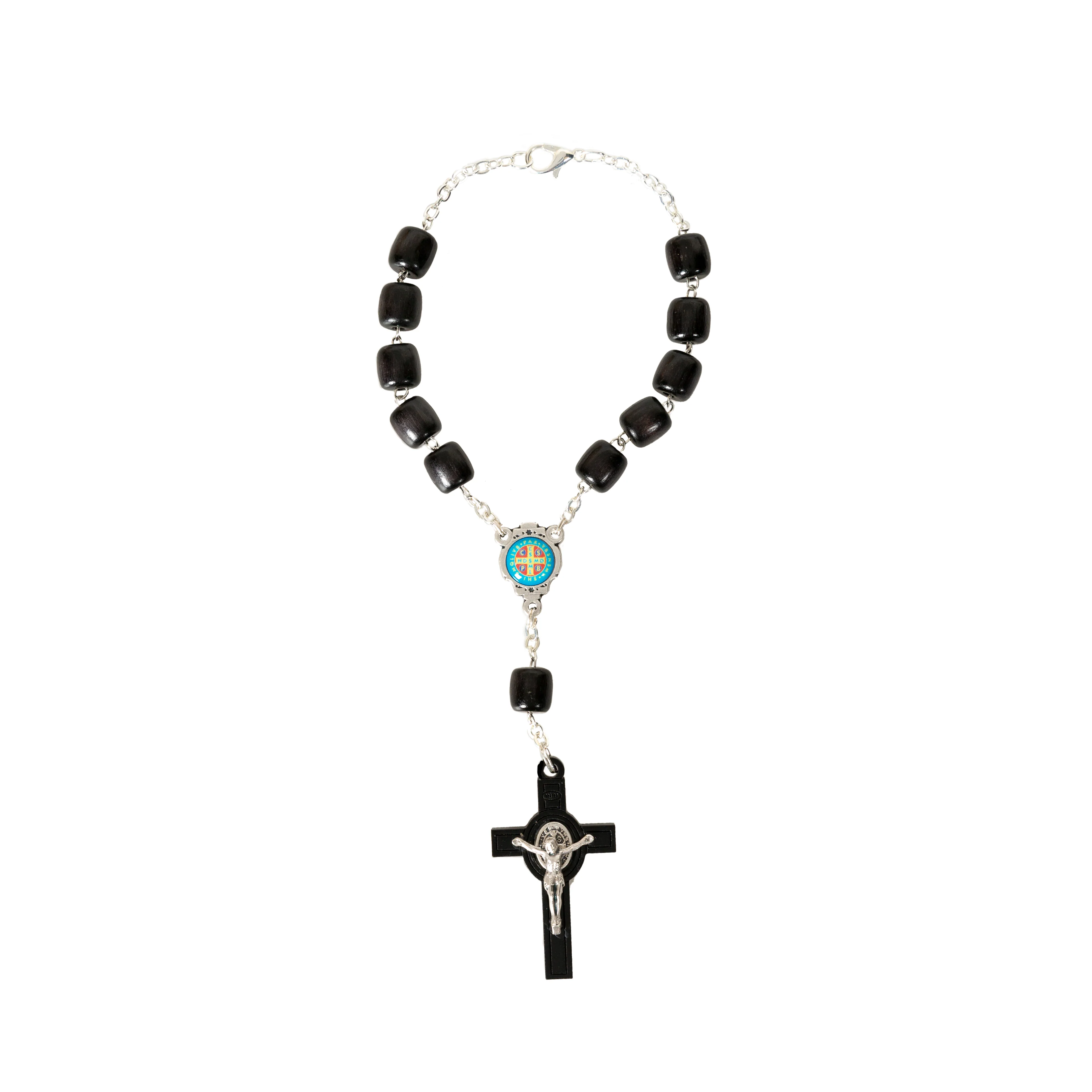 Black Wood St. Benedict Auto Rosary with Jubilee Medal Crucifix