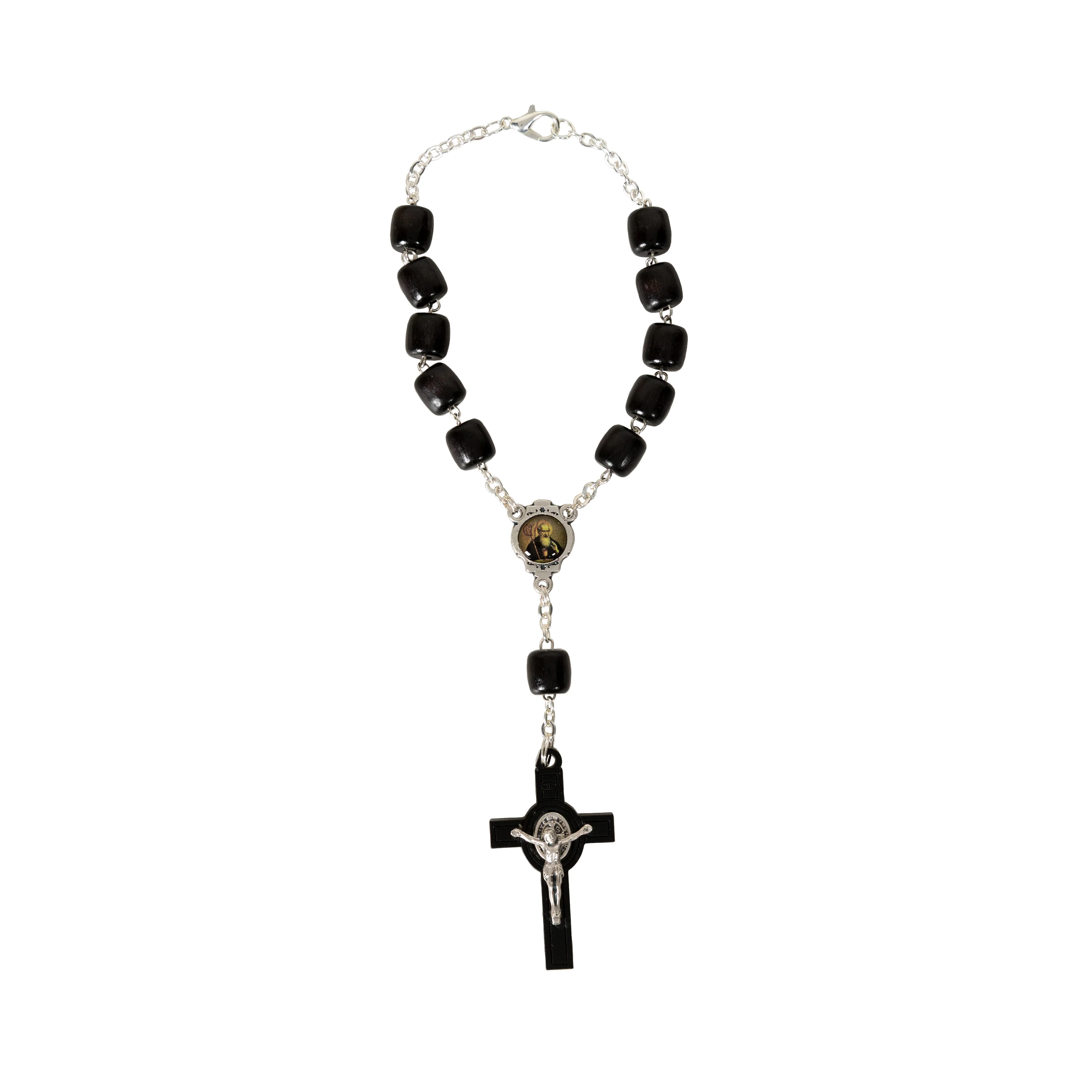 Black Wood St. Benedict Auto Rosary with Jubilee Medal Crucifix - Image 2