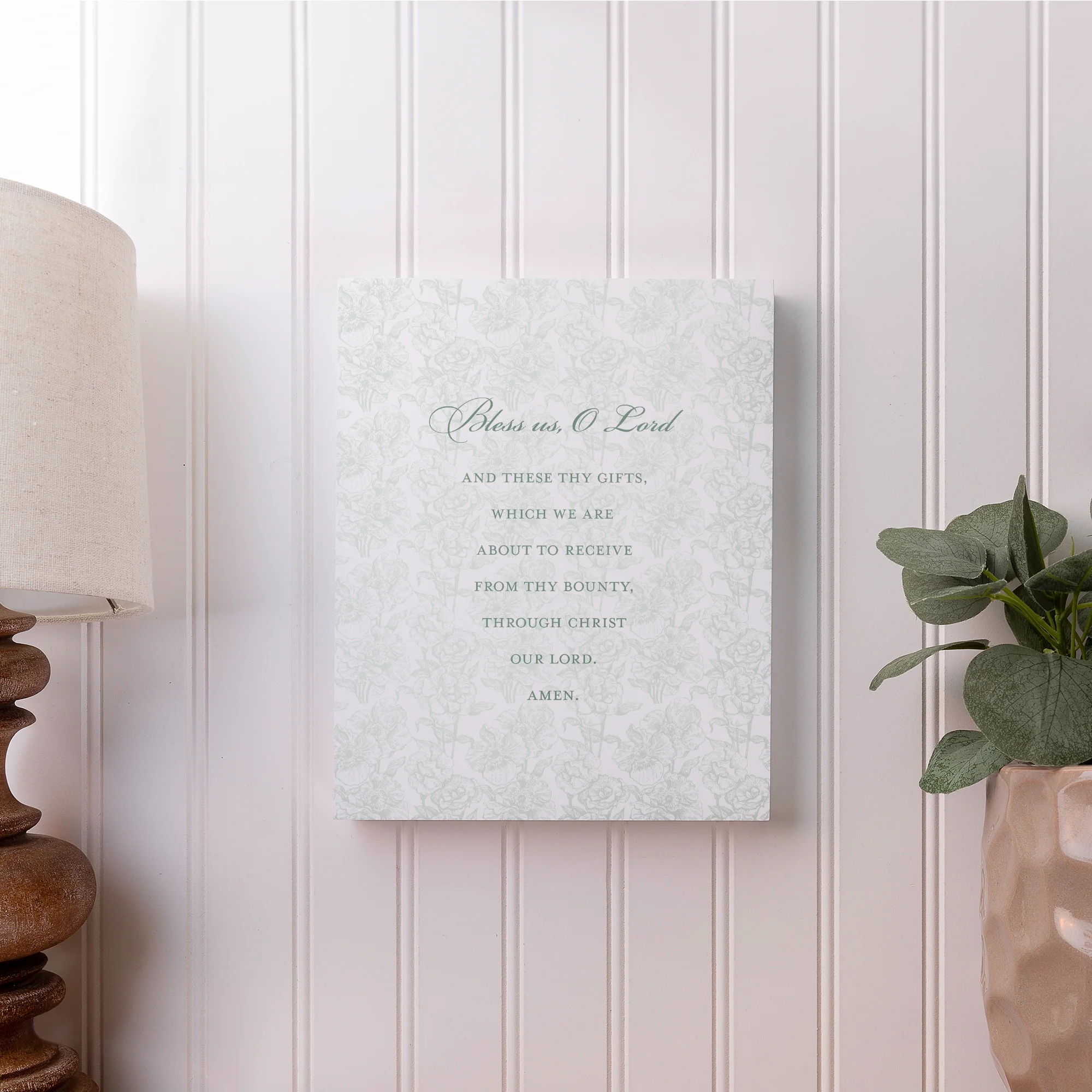 Bless Us O Lord Toile Art Plaque - 10" - Image 3