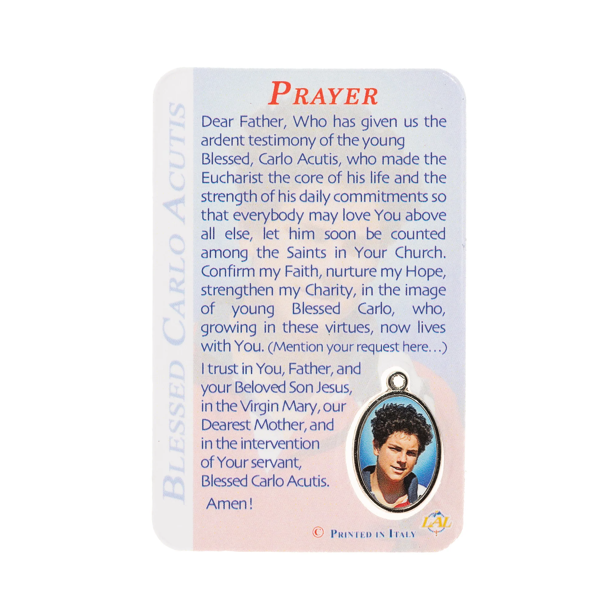 Blessed Carlo Acutis Laminated Prayer Card - Image 2