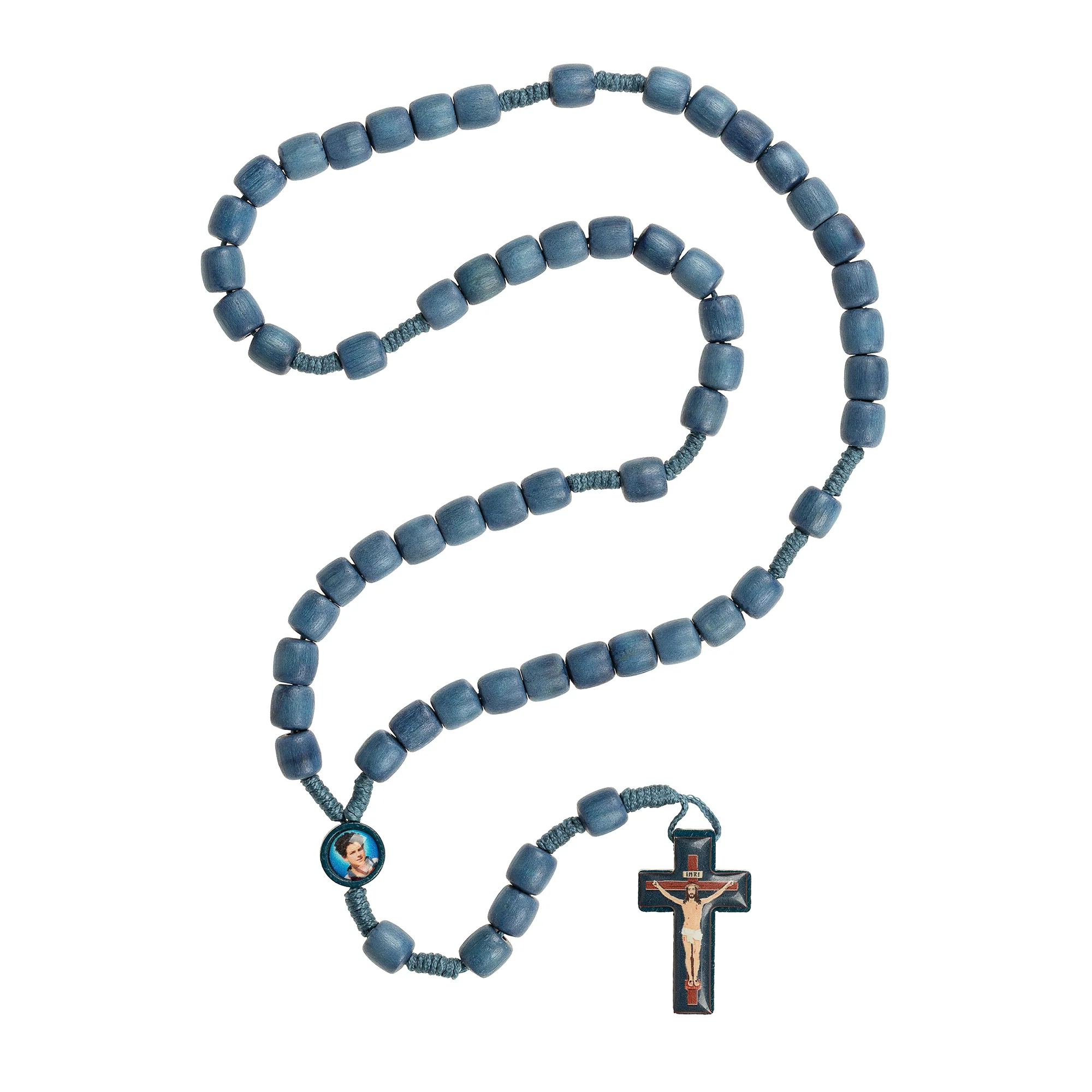 St. Carlo Acutis Blue Cylinder Bead Rosary - Image 2