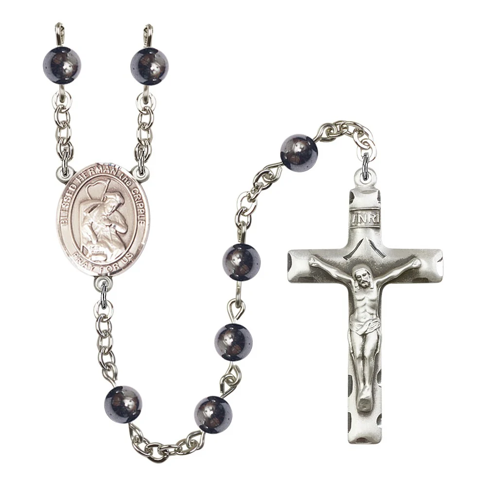 Blessed Herman The Cripple 6mm Hematite Rosary