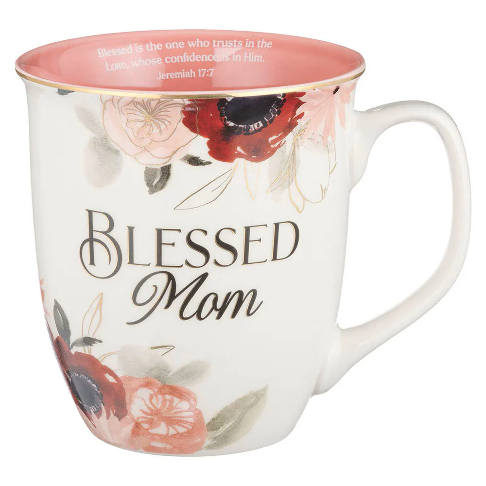 Blessed Mom Pink Floral Ceramic Coffee Mug