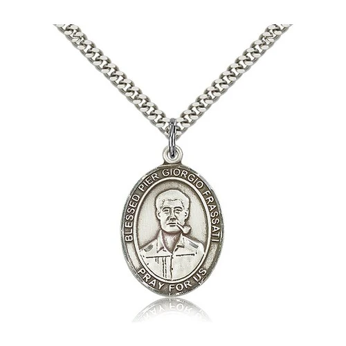 Blessed Pier Giorgio Frassati Pendant with Chain, Bliss, Sterling Silver