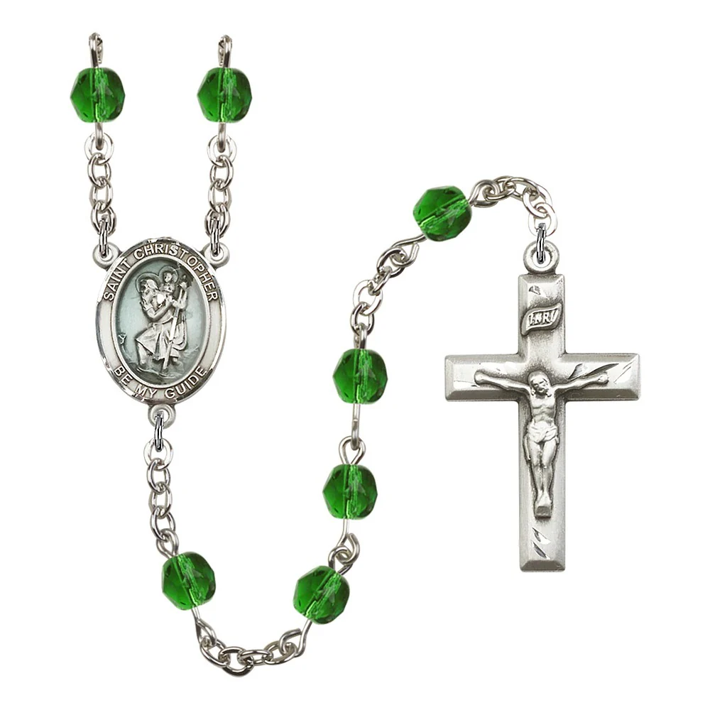 Bliss St. Christopher Green May Rosary 6mm